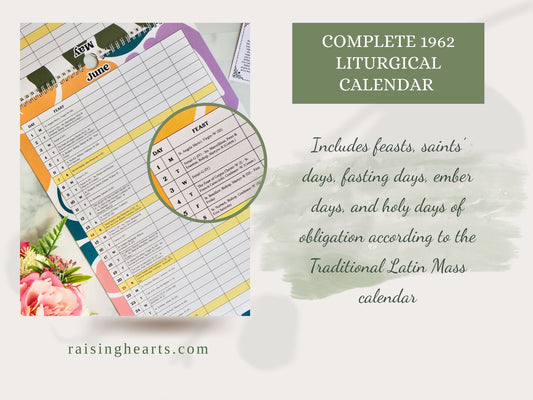 2026 Traditional Catholic Family Planner | 5-Person Column Layout | 1962 Latin Missal Feasts | Wall Calendar & Household Organizer