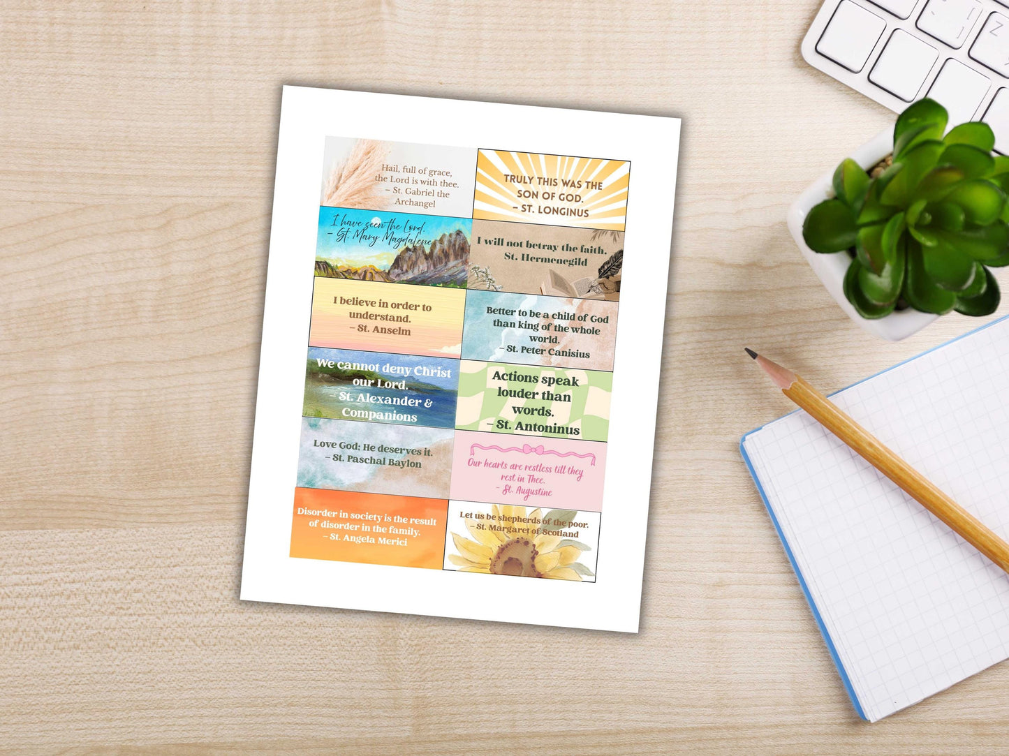 2026 Saints Quote Sticker Sheet – Weeks 13–24 Traditional Catholic feasts