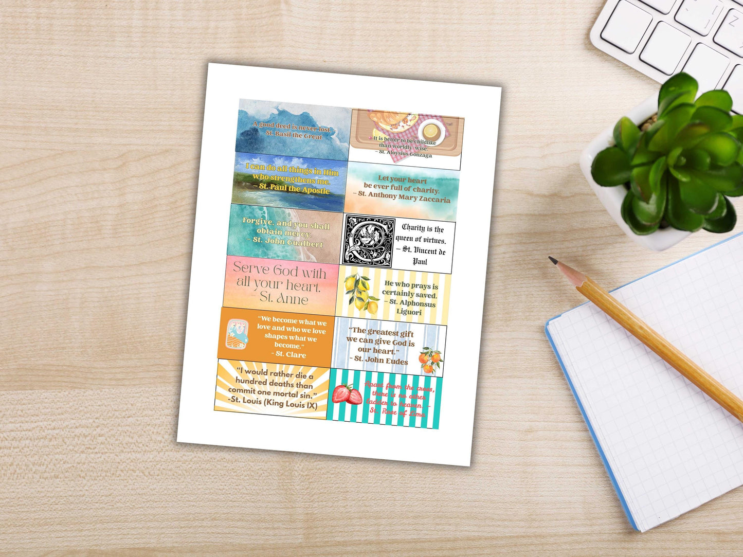 2026 Saints Quote Sticker Sheet – Weeks 25-36 Traditional Catholic feasts