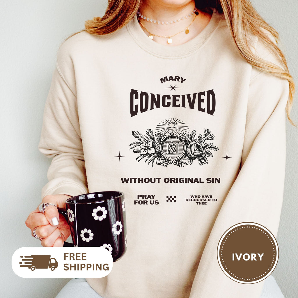 Marian Prayer Unisex Sweatshirt, Blessed Virgin Mary Devotional Crewneck, Catholic Religious Lightweight Jumper, Religious Gift for Him Her,