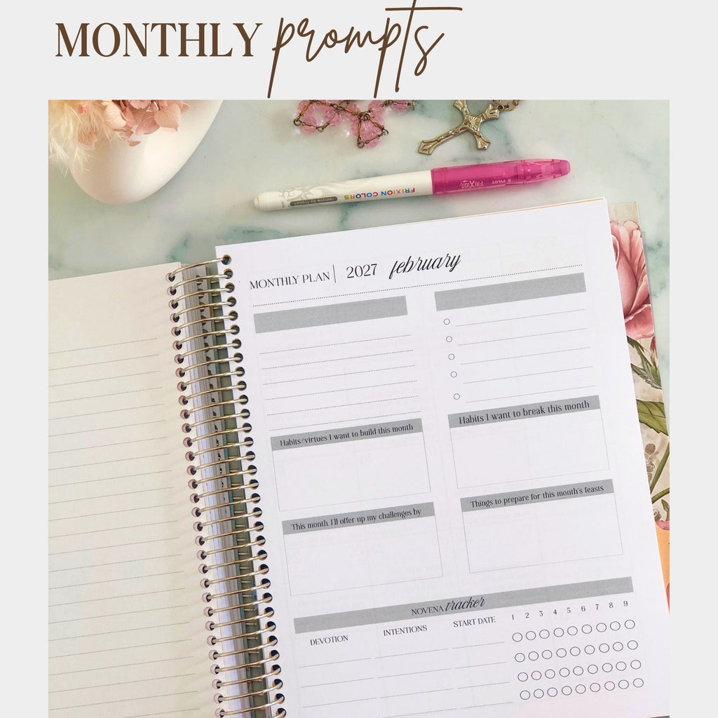 2026–2027 Traditional Catholic Planner: Horizontal Weekly Layout | 1962 Latin Mass Feasts | Murillo Cover