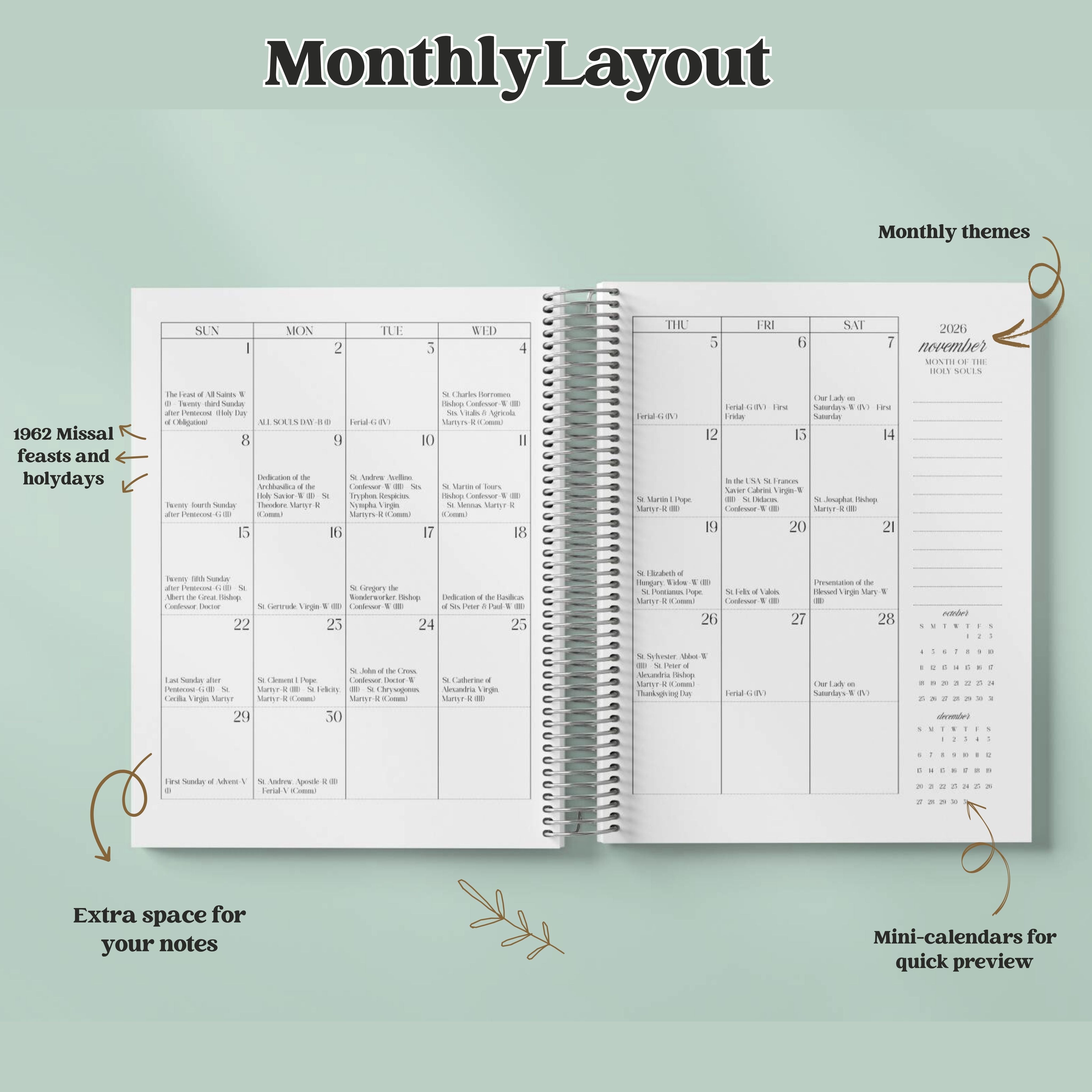 2026 Traditional Catholic Planner: Vertical Weekly Layout