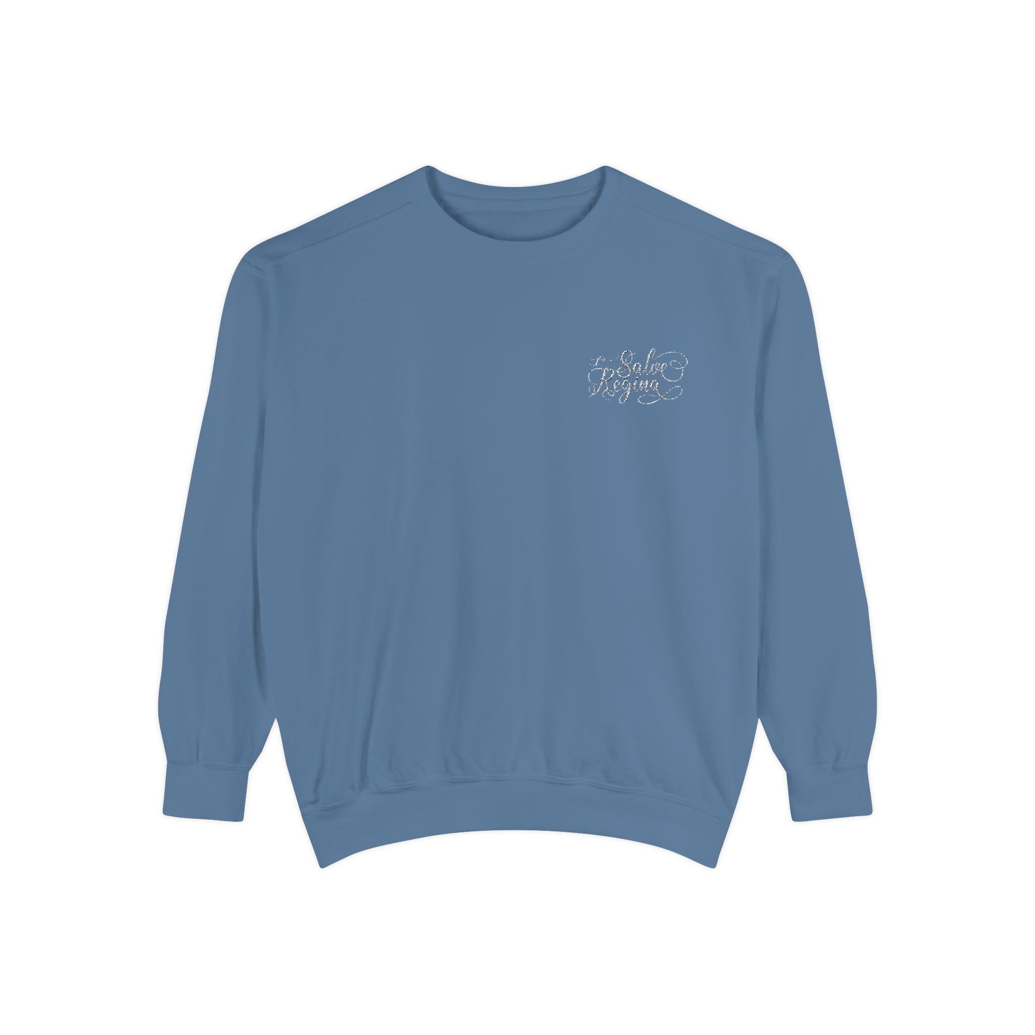 Comfort Colors Salve Regina Sweatshirt: Embroidered Marian Catholic Crewneck