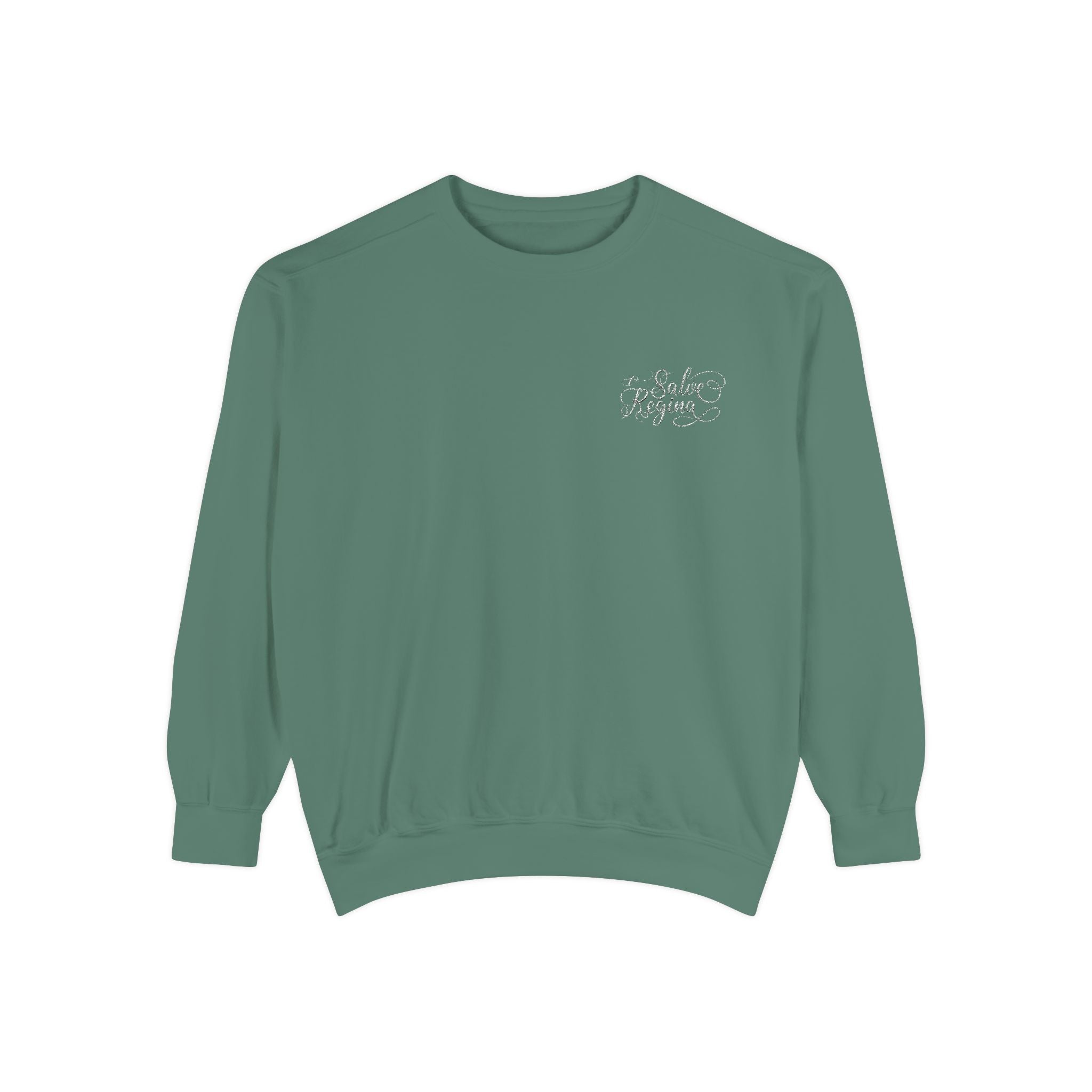 Comfort Colors Salve Regina Sweatshirt: Embroidered Marian Catholic Crewneck