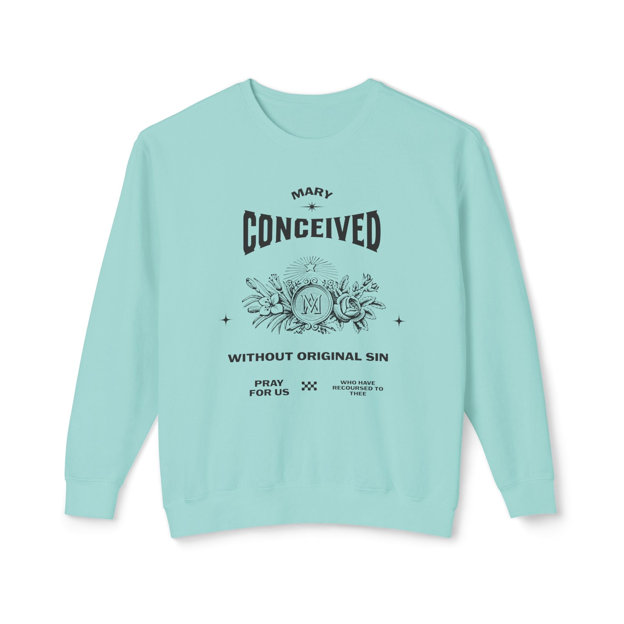 Marian Prayer Unisex Sweatshirt, Blessed Virgin Mary Devotional Crewneck, Catholic Religious Lightweight Jumper, Religious Gift for Him Her,