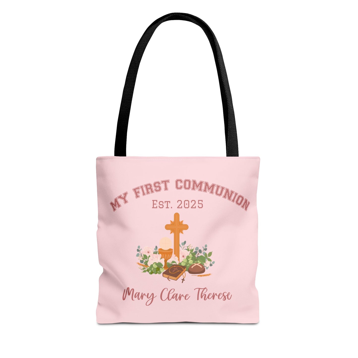 Personalized First Holy Communion Tote Bag, Custom Catholic Gift with Name or Bible Verse
