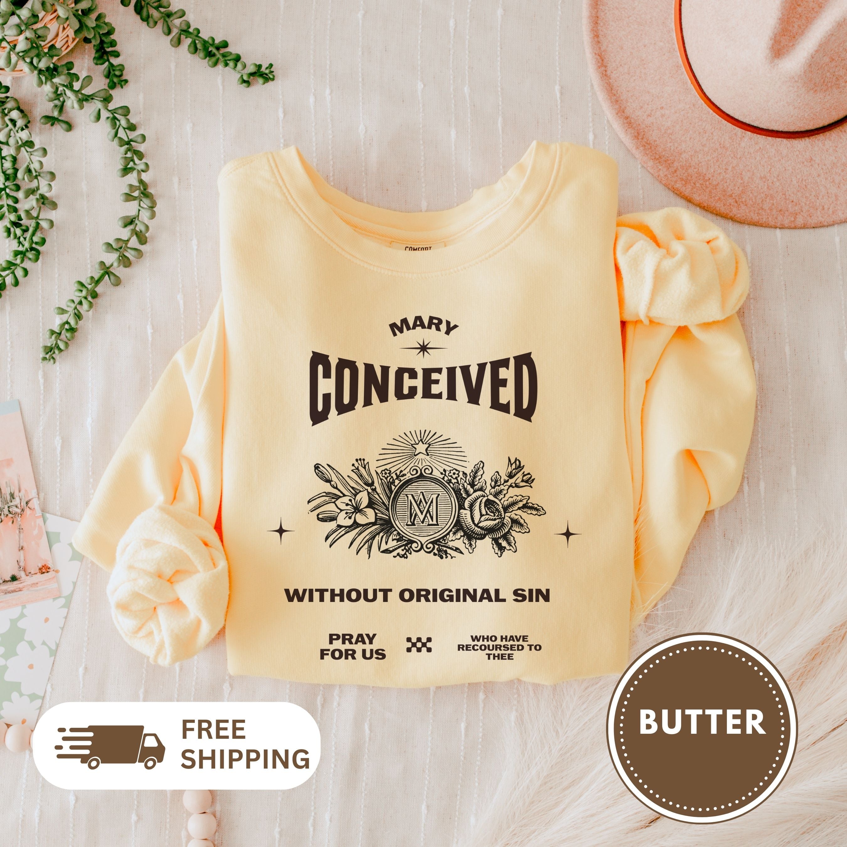 Marian Prayer Unisex Sweatshirt, Blessed Virgin Mary Devotional Crewneck, Catholic Religious Lightweight Jumper, Religious Gift for Him Her,