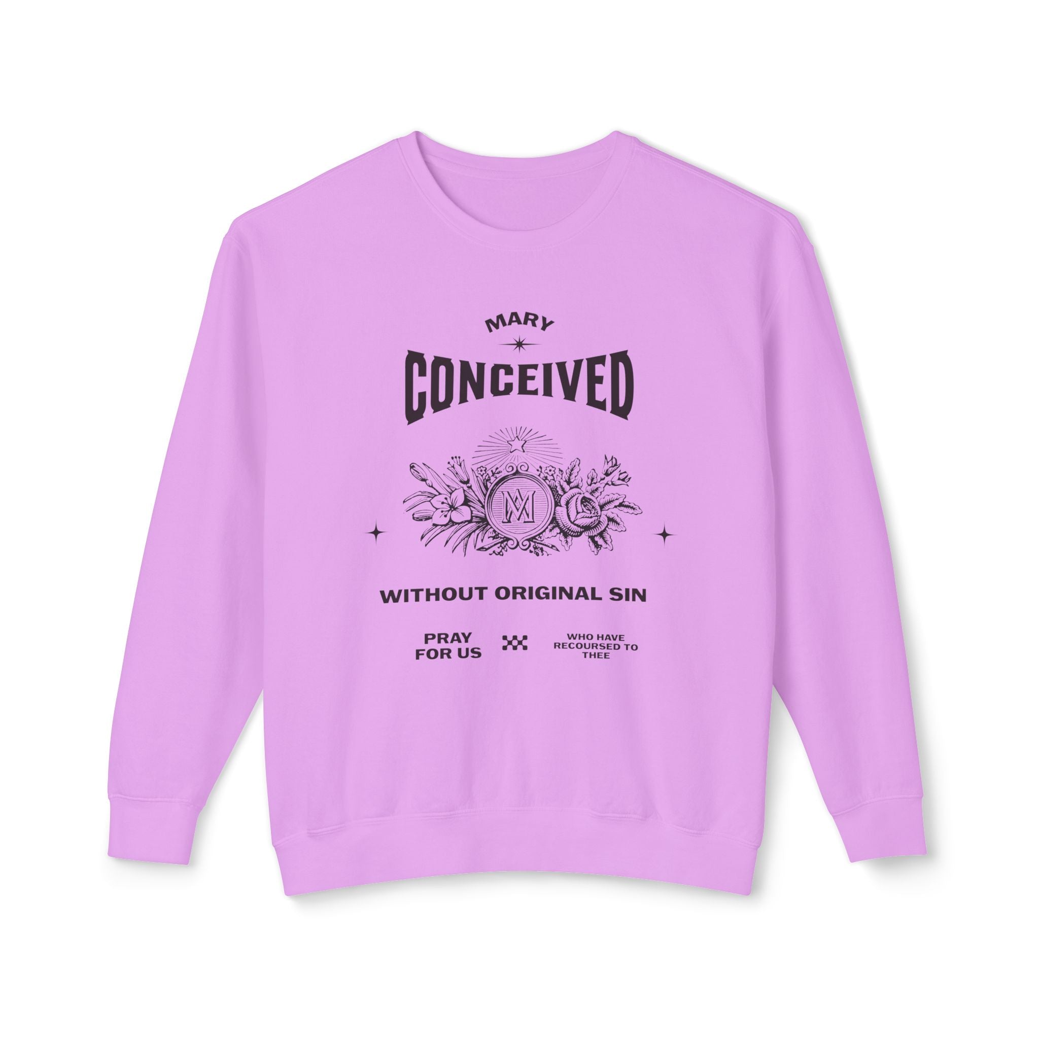 Marian Prayer Unisex Sweatshirt, Blessed Virgin Mary Devotional Crewneck, Catholic Religious Lightweight Jumper, Religious Gift for Him Her,