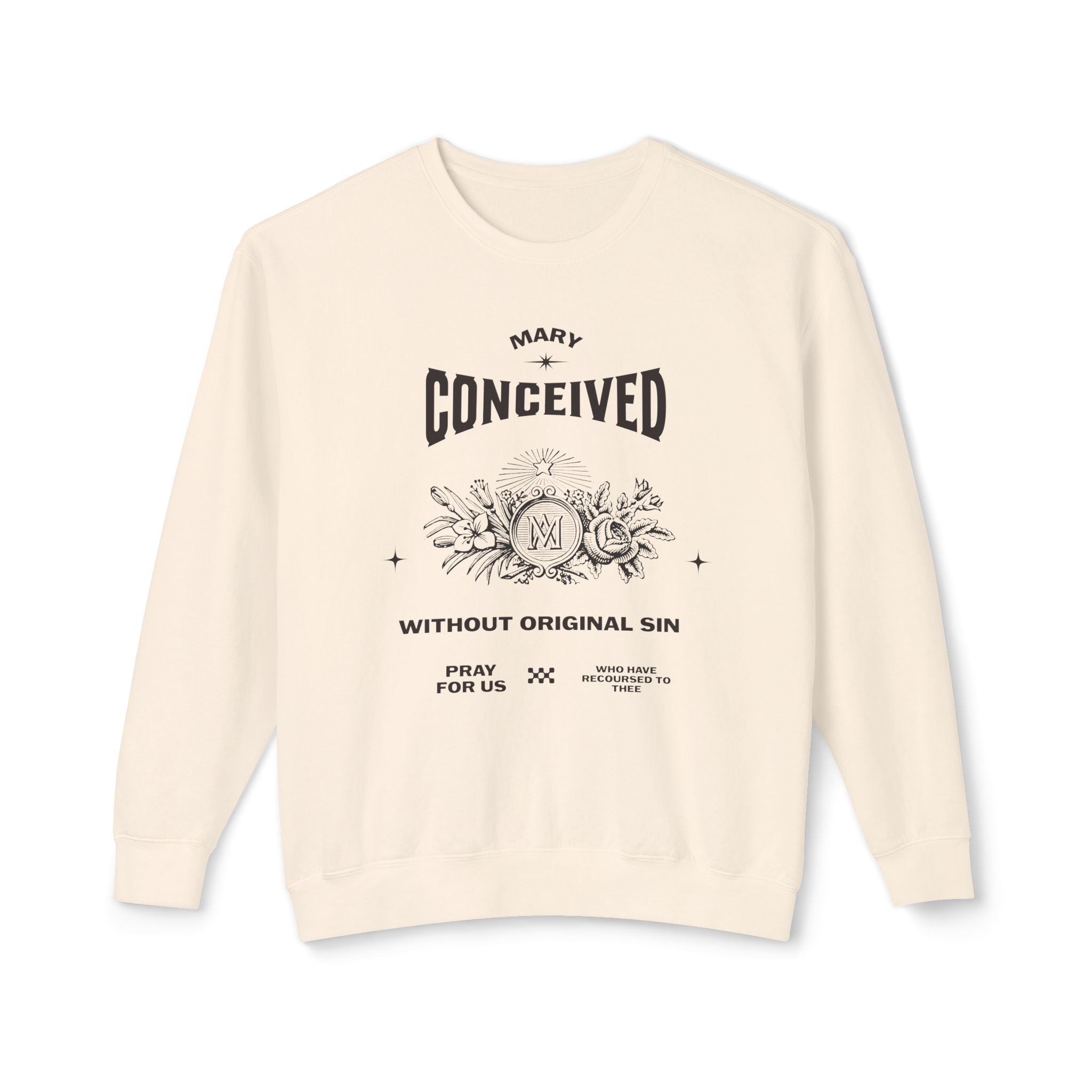 Marian Prayer Unisex Sweatshirt, Blessed Virgin Mary Devotional Crewneck, Catholic Religious Lightweight Jumper, Religious Gift for Him Her,