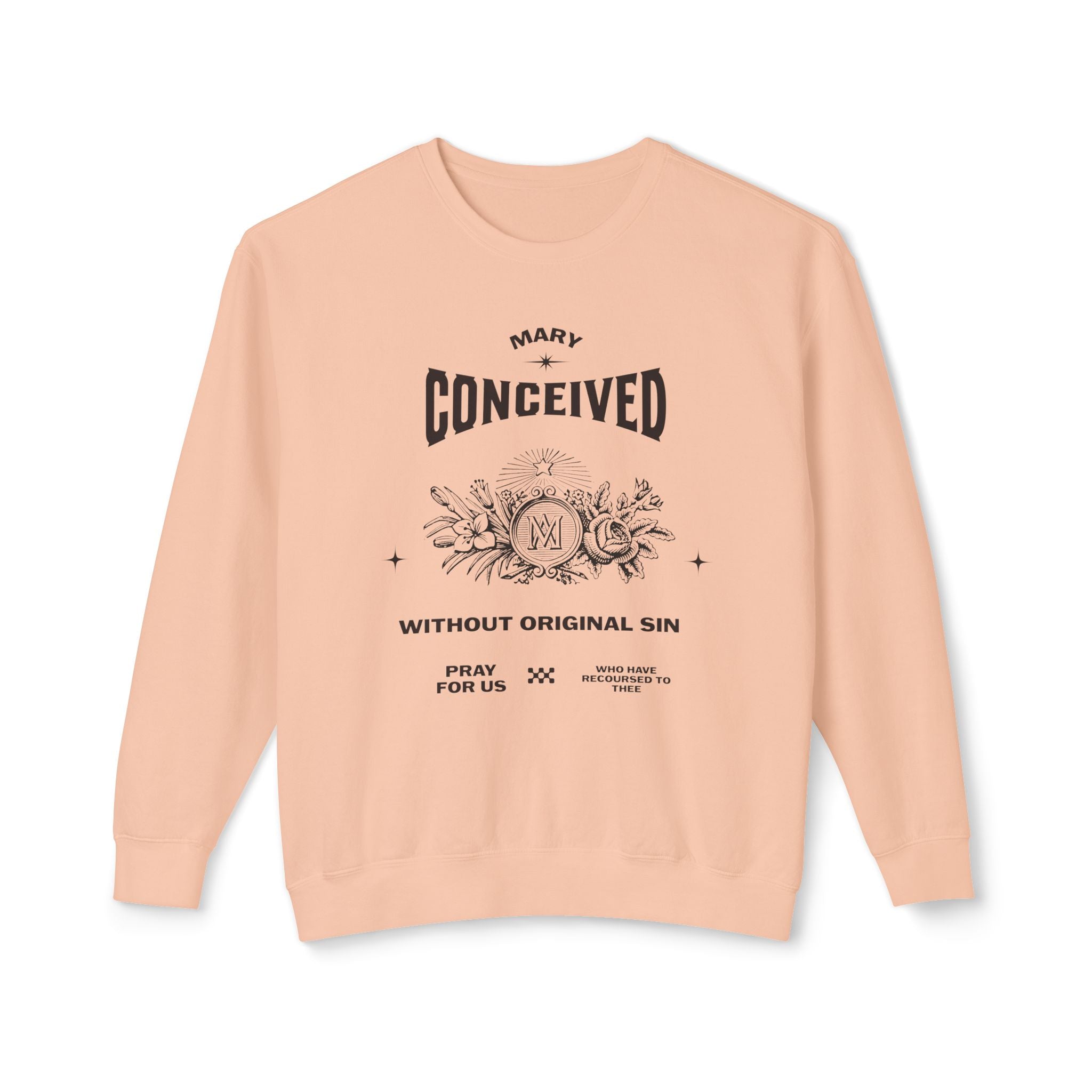 Marian Prayer Unisex Sweatshirt, Blessed Virgin Mary Devotional Crewneck, Catholic Religious Lightweight Jumper, Religious Gift for Him Her,