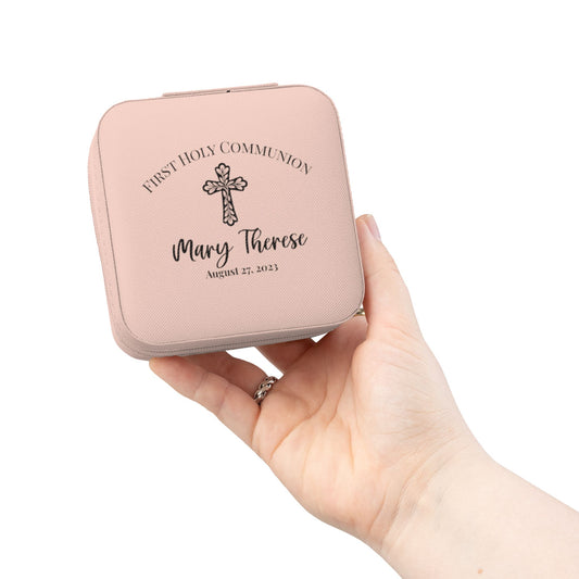 Personalized First Holy Communion Jewelry Box, Custom Catholic Gift for Girl with Name or Message