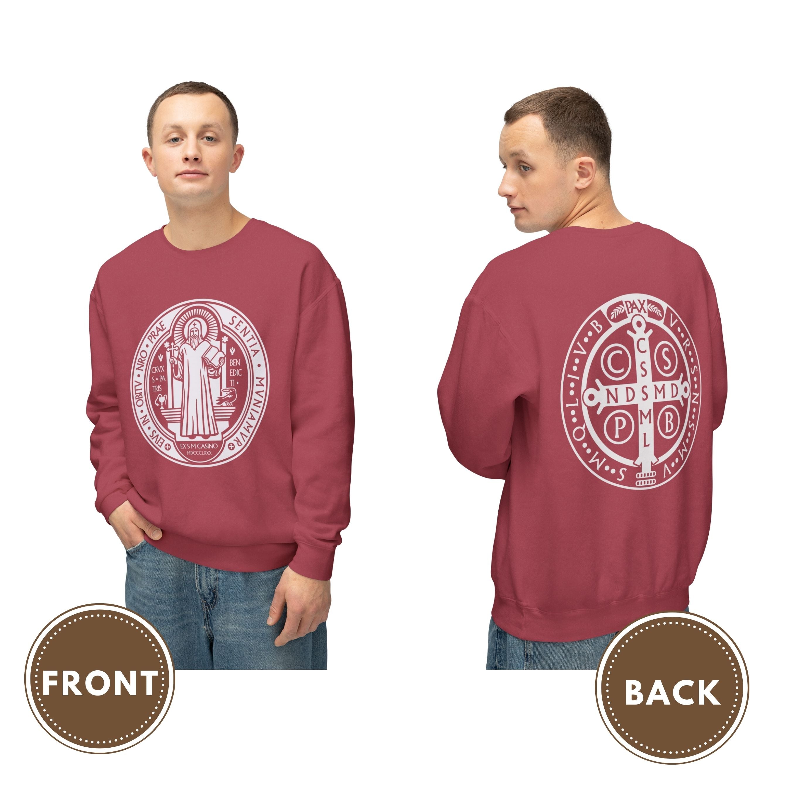 Saint Benedict Medal Unisex Sweatshirt, Crewneck Jumper, Christian Religious Gift, Catholic Clothing, Vintage Style Top