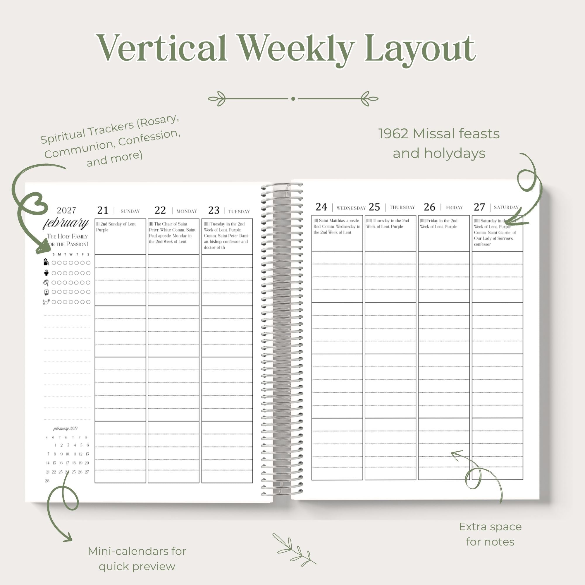 2026-2027 Traditional Catholic Planner, Vertical Weekly Layout (Feasts based on the 1962 Missal) | Ite Ad Joseph on the Cover | ✦ PRE-ORDER ✦ Orders ship at the end of June.