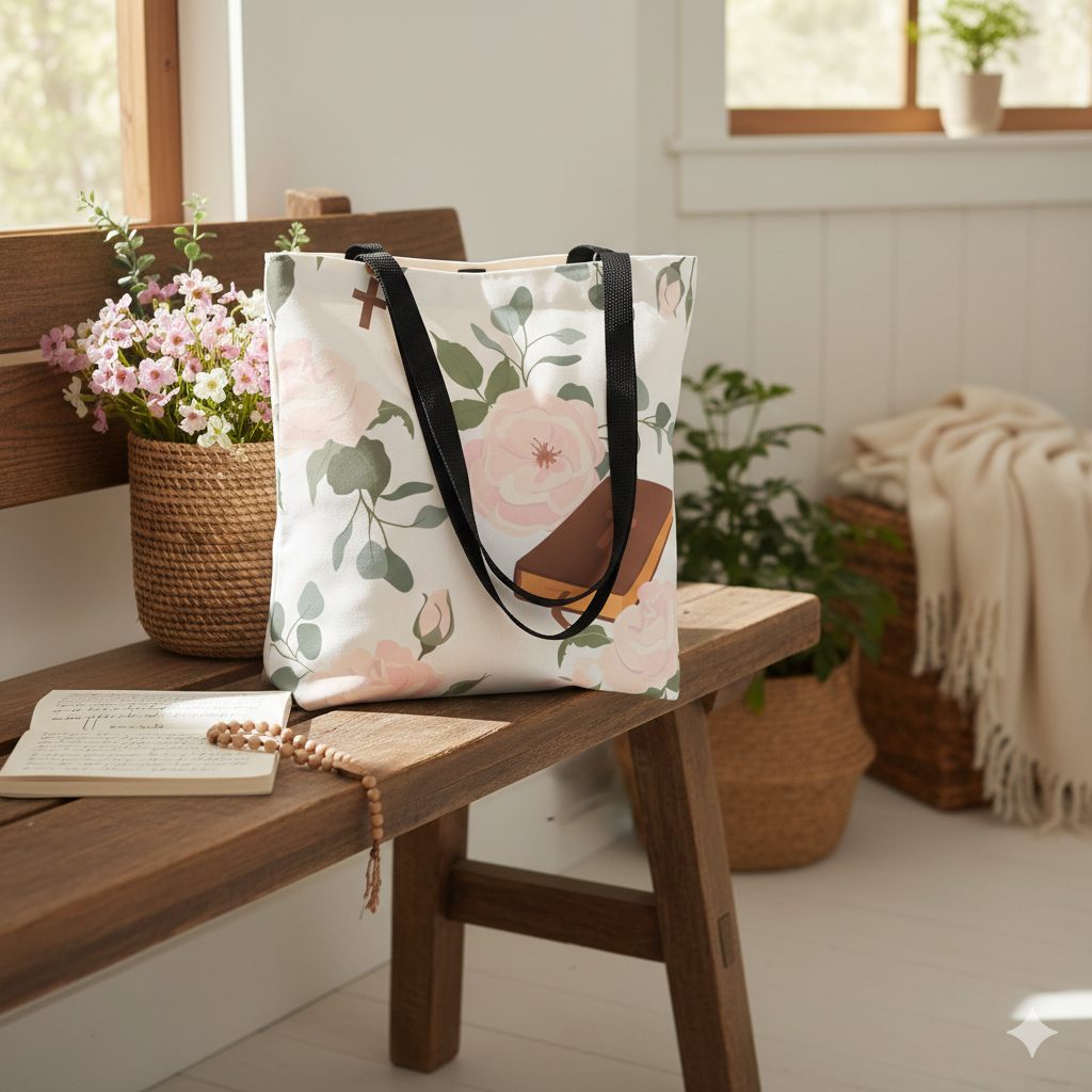 Personalized First Holy Communion Tote Bag, Custom Catholic Gift with Name or Bible Verse