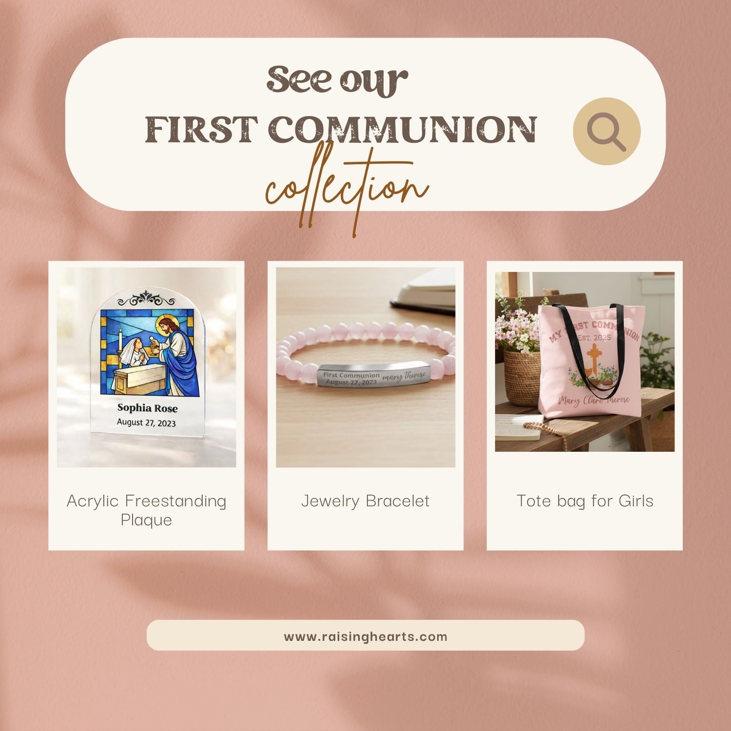 Personalized First Holy Communion Jewelry Box, Custom Catholic Gift for Girl with Name or Message