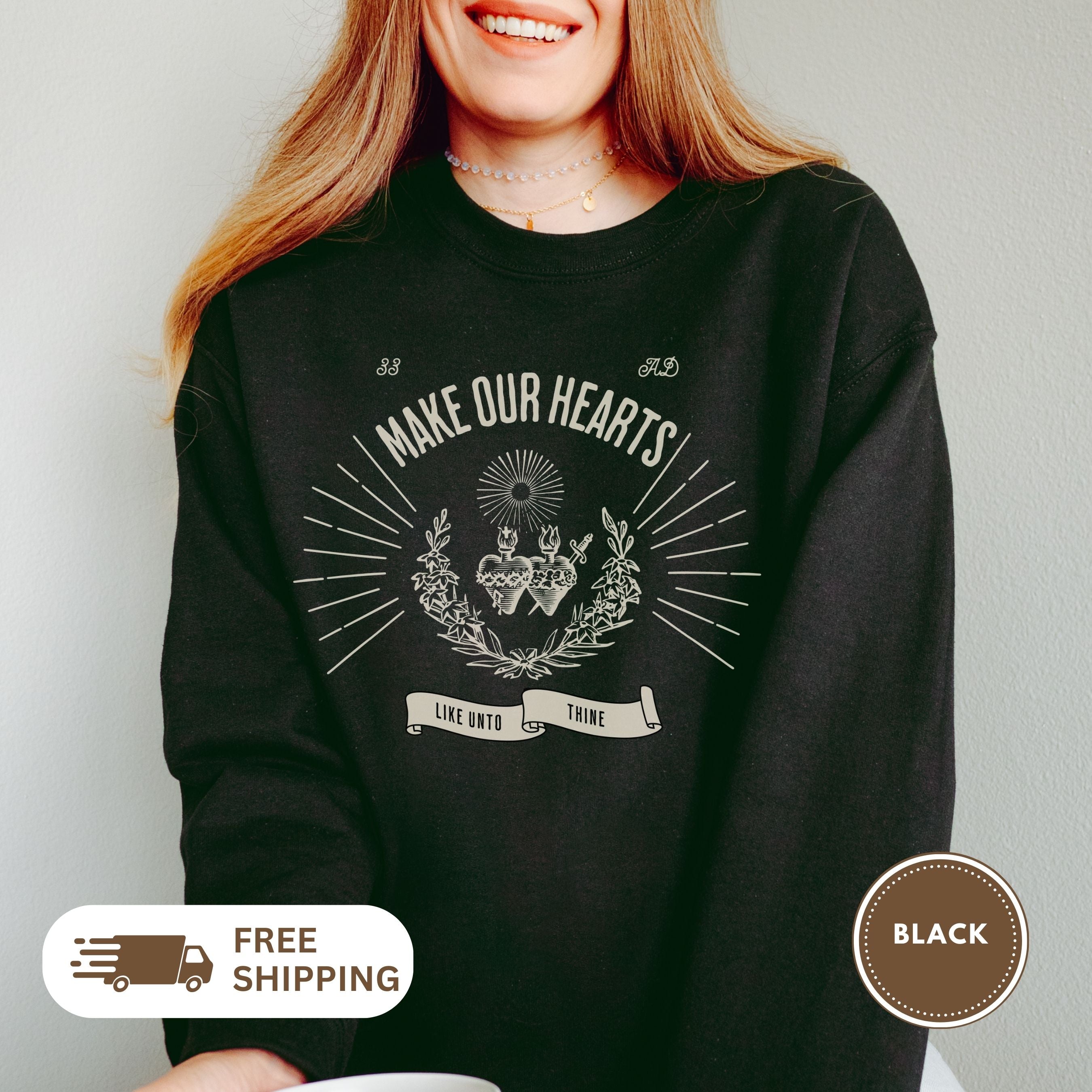 Vintage Sacred Heart Lightweight Crewneck Sweatshirt, Immaculate Heart of Mary, Religious Unisex Jumper, Jesus Design, Soft Pullover, Cozy