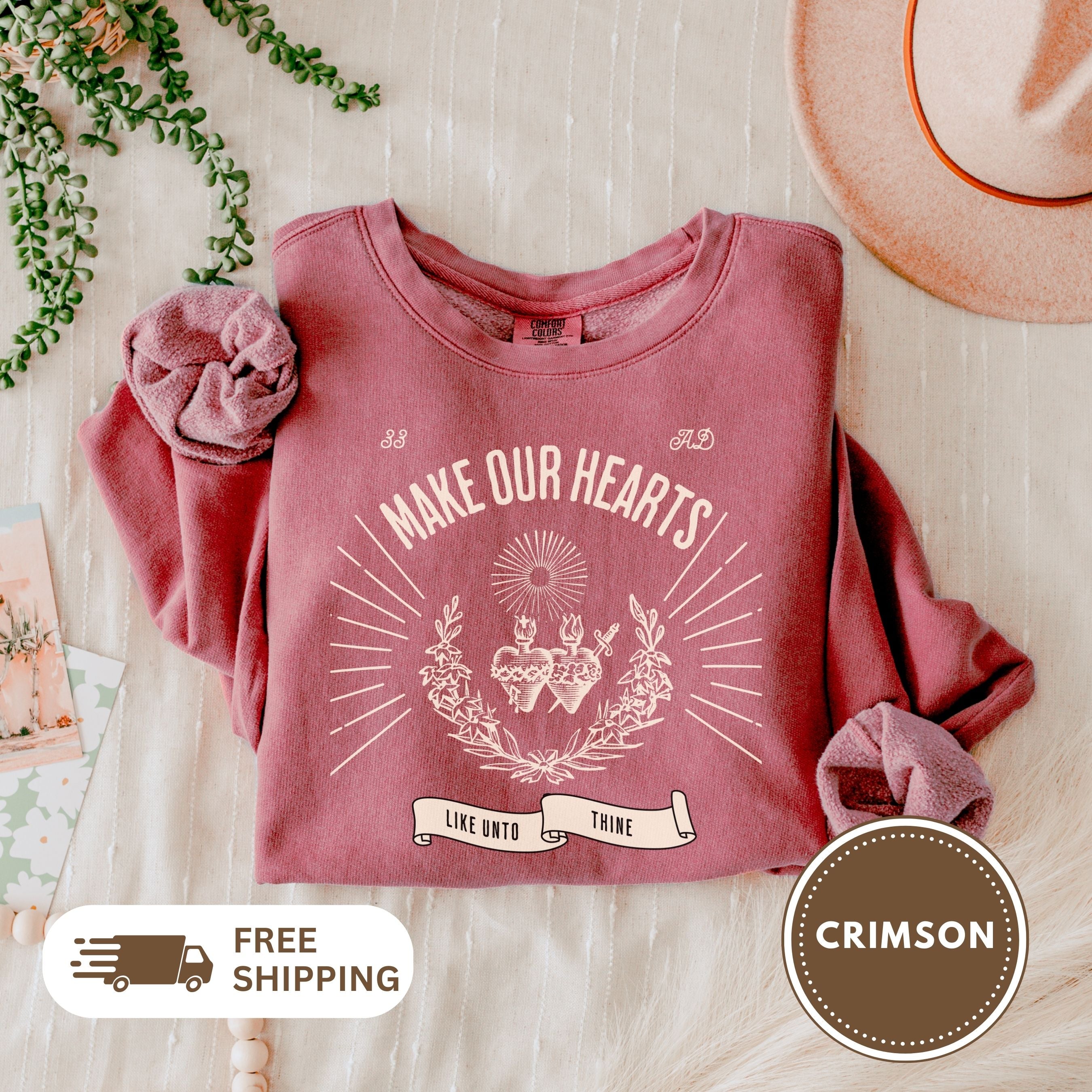 Vintage Sacred Heart Lightweight Crewneck Sweatshirt, Immaculate Heart of Mary, Religious Unisex Jumper, Jesus Design, Soft Pullover, Cozy