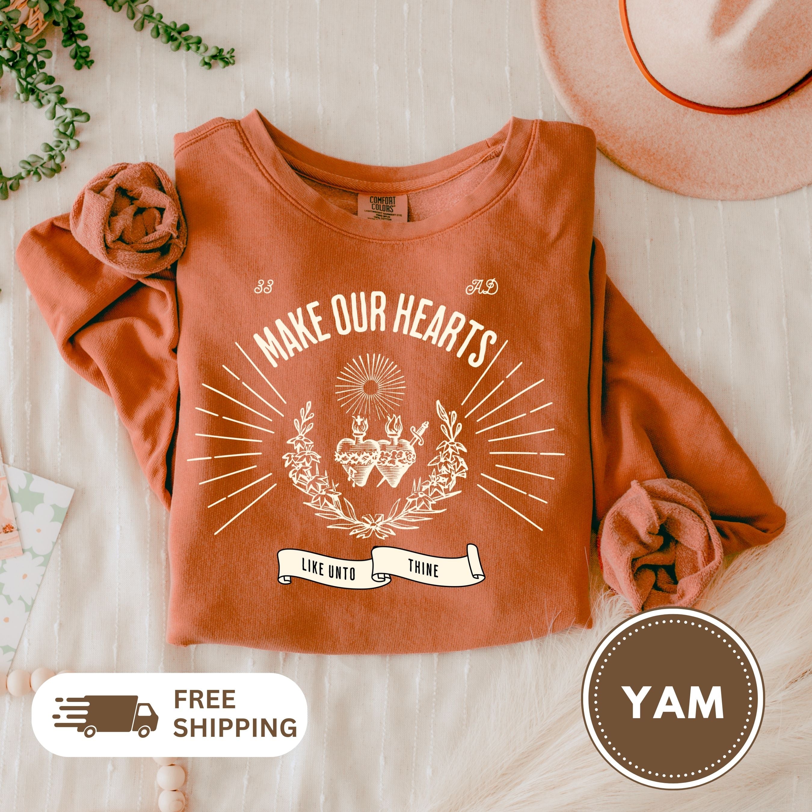 Vintage Sacred Heart Lightweight Crewneck Sweatshirt, Immaculate Heart of Mary, Religious Unisex Jumper, Jesus Design, Soft Pullover, Cozy