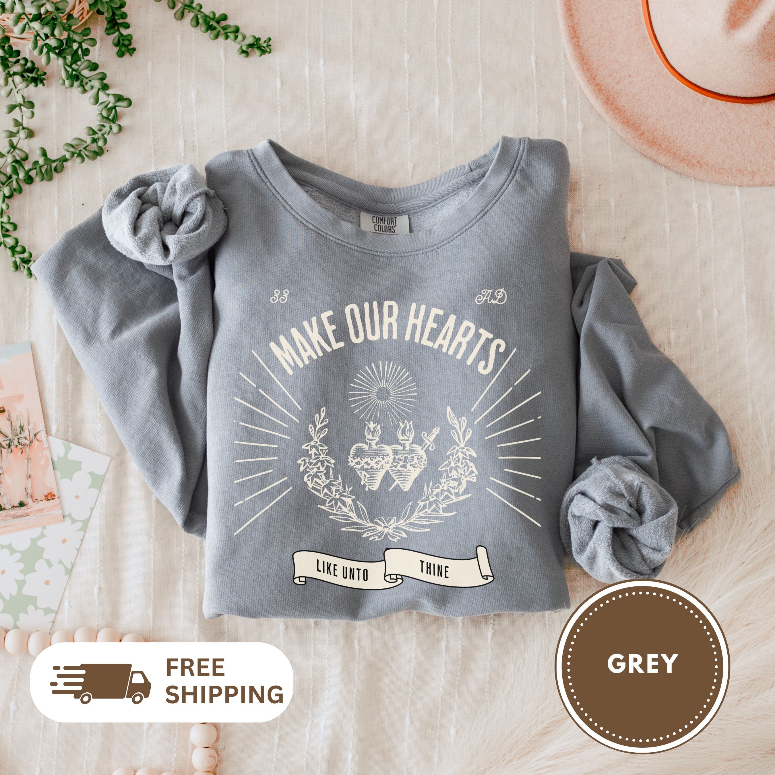 Vintage Sacred Heart Lightweight Crewneck Sweatshirt, Immaculate Heart of Mary, Religious Unisex Jumper, Jesus Design, Soft Pullover, Cozy