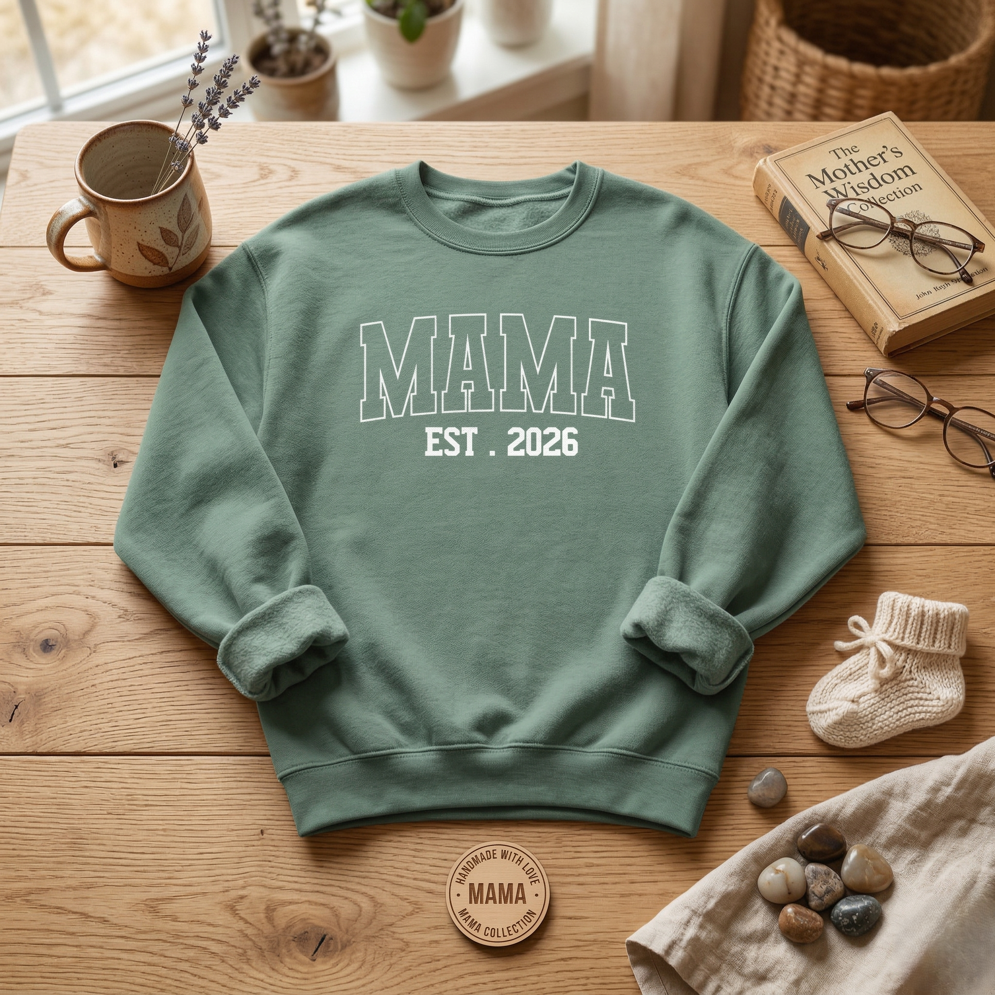 Mama EST. Sweatshirt — Cozy Mom Crewneck, New Mom Gift