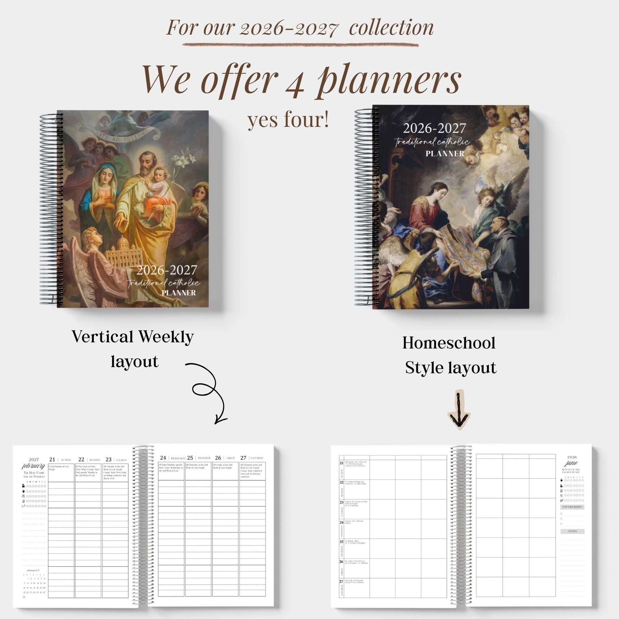 2026–2027 Traditional Catholic Planner: Horizontal Weekly Layout | 1962 Latin Mass Feasts | Murillo Cover