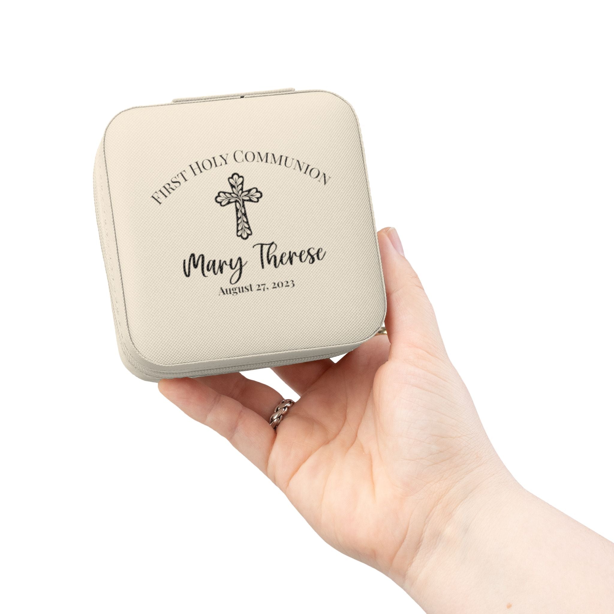 Personalized First Holy Communion Jewelry Box, Custom Catholic Gift for Girl with Name or Message