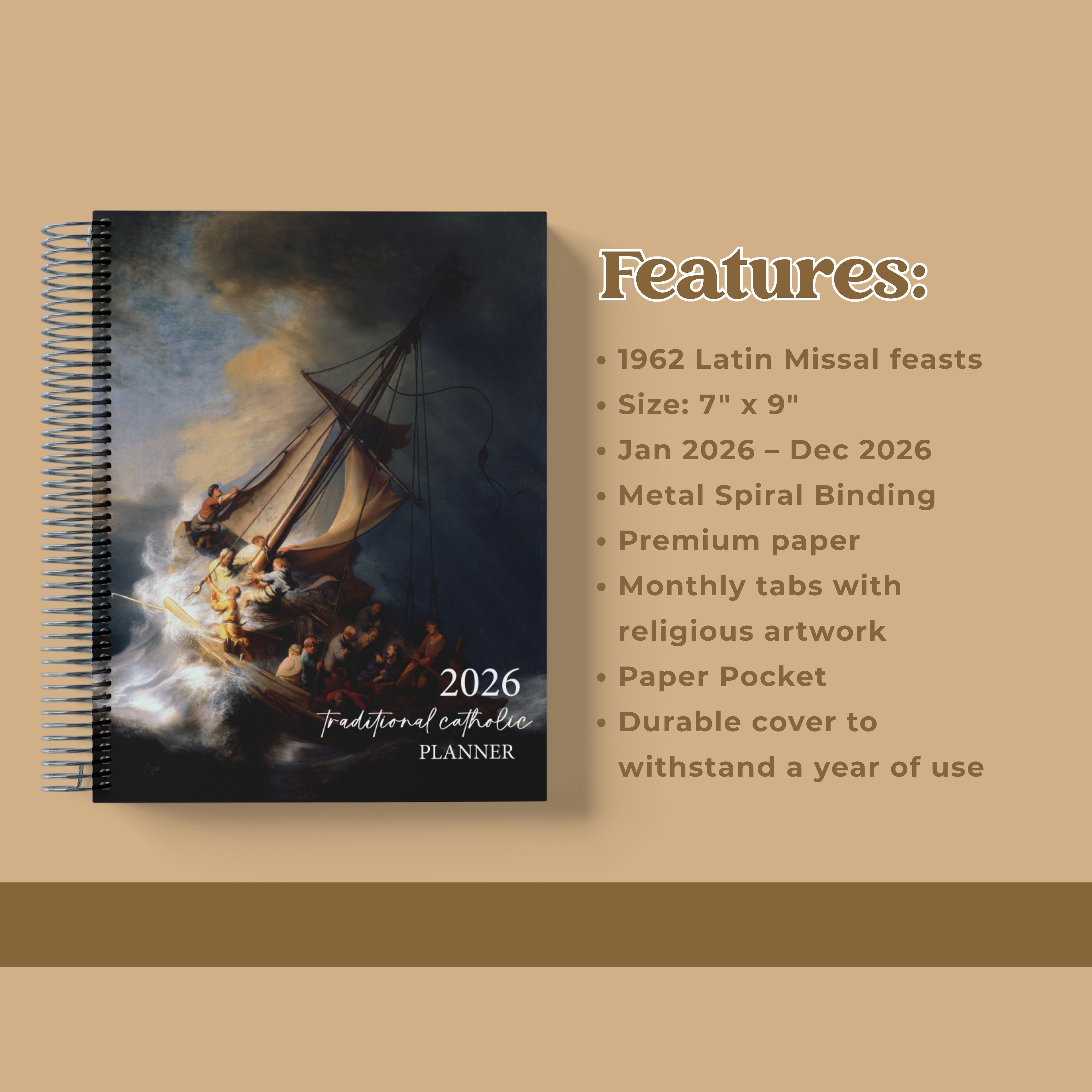 2026 Traditional Catholic Planner: Horizontal Weekly Layout