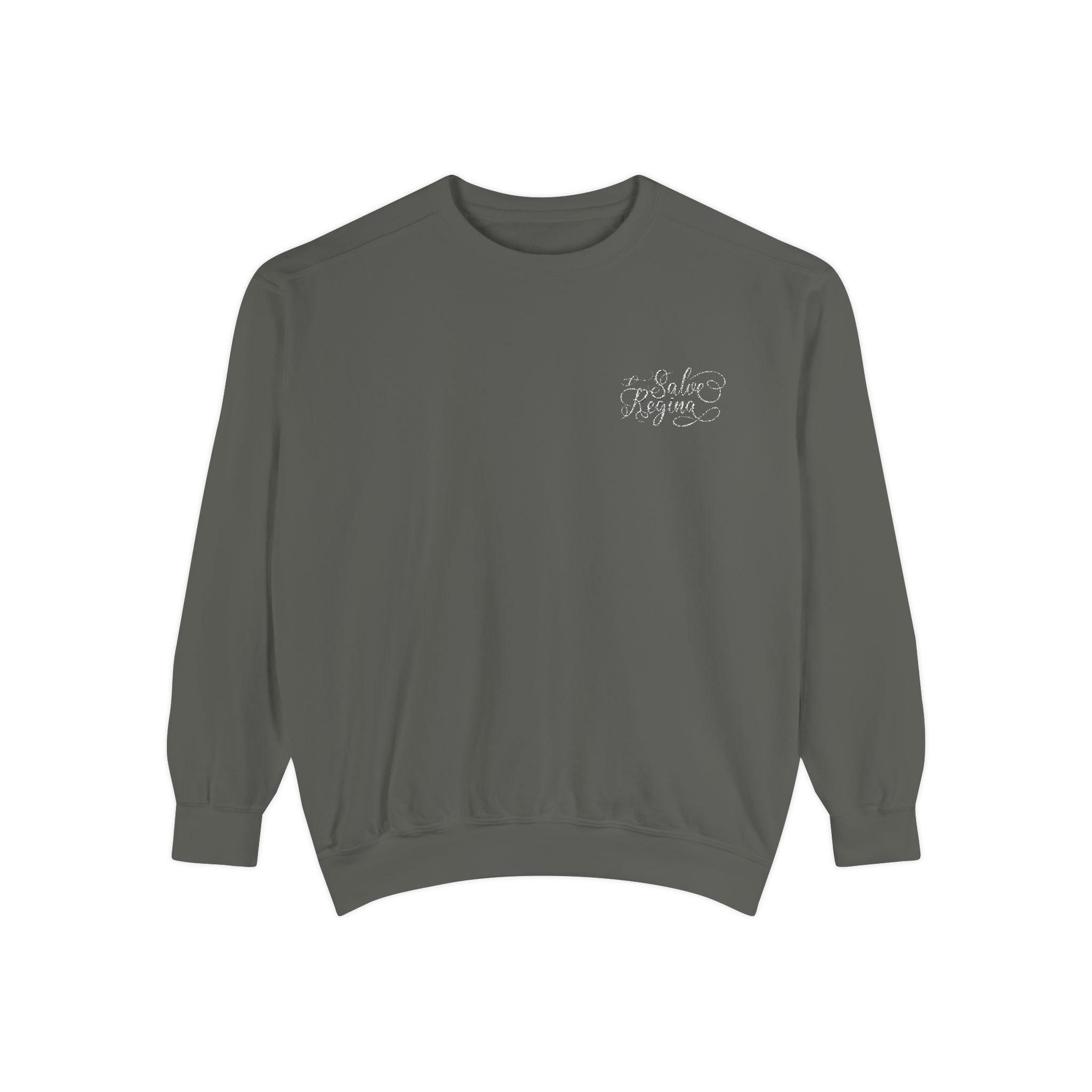 Comfort Colors Salve Regina Sweatshirt: Embroidered Marian Catholic Crewneck