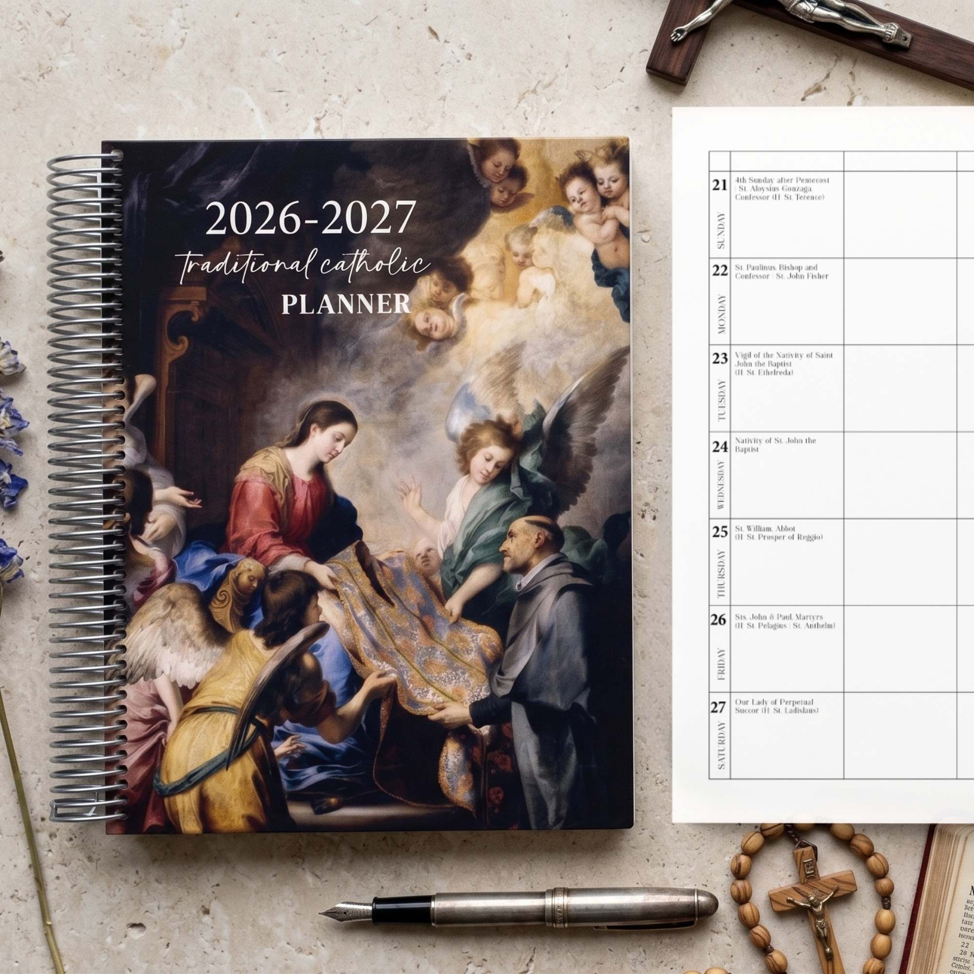 2026–2027 Traditional Catholic Homeschool Planner, Horizontal Weekly Layout (Feasts of the 1962 Missal) | St. Ildefonso Cover