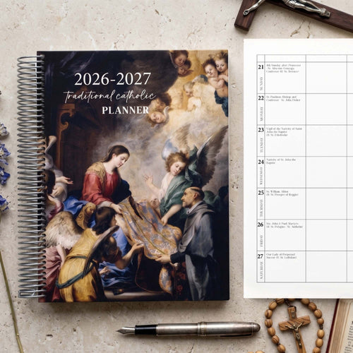 2026–2027 Traditional Catholic Homeschool Planner, Horizontal Weekly Layout (Feasts of the 1962 Missal) | St. Ildefonso Cover