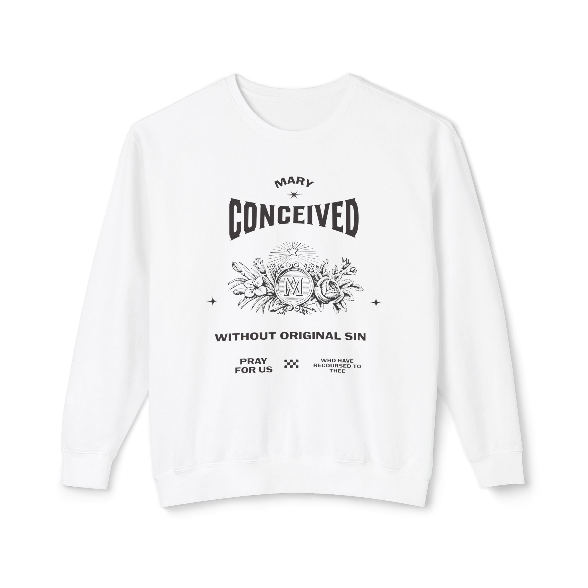 Marian Prayer Unisex Sweatshirt, Blessed Virgin Mary Devotional Crewneck, Catholic Religious Lightweight Jumper, Religious Gift for Him Her,