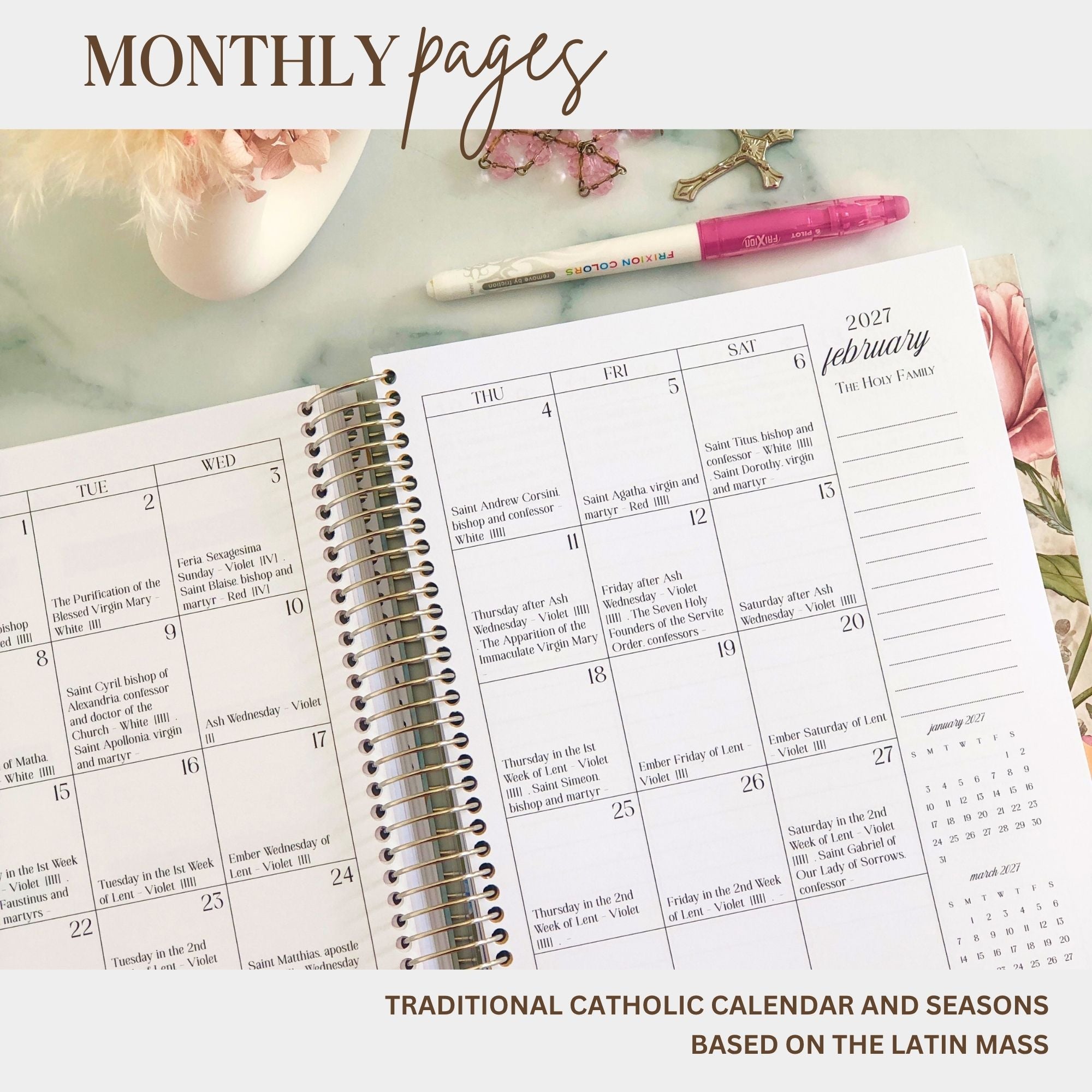 2026-2027 Traditional Catholic Planner, Vertical Weekly Layout (Feasts based on the 1962 Missal) | Ite Ad Joseph