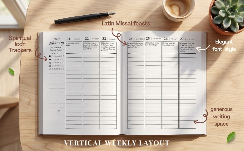 2026-2027 Traditional Catholic Planner, Vertical Weekly Layout (Feasts based on the 1962 Missal) | Ite Ad Joseph