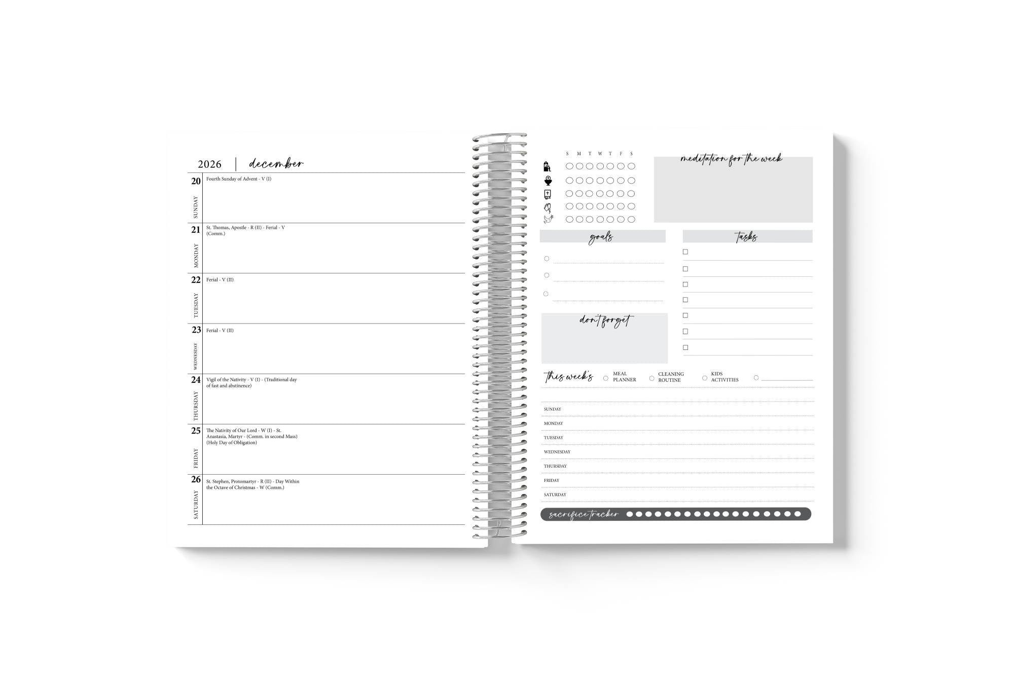 2026–2027 Traditional Catholic Planner, Horizontal Weekly Layout with a Dashboard (Feasts of the 1962 Missal) | St. Joan of Arc ✦ PRE-ORDER ✦