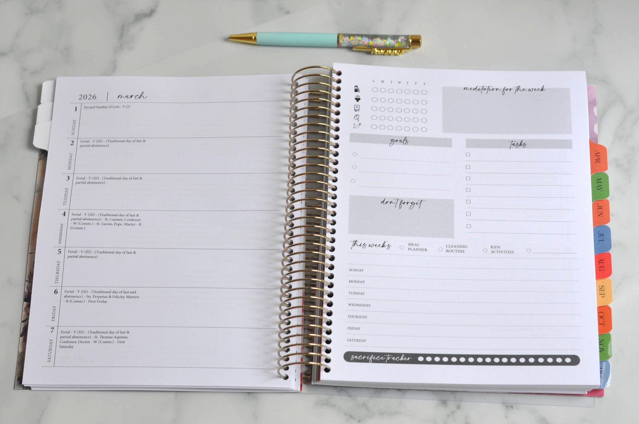 2026 Traditional Catholic Planner: Horizontal Weekly Layout