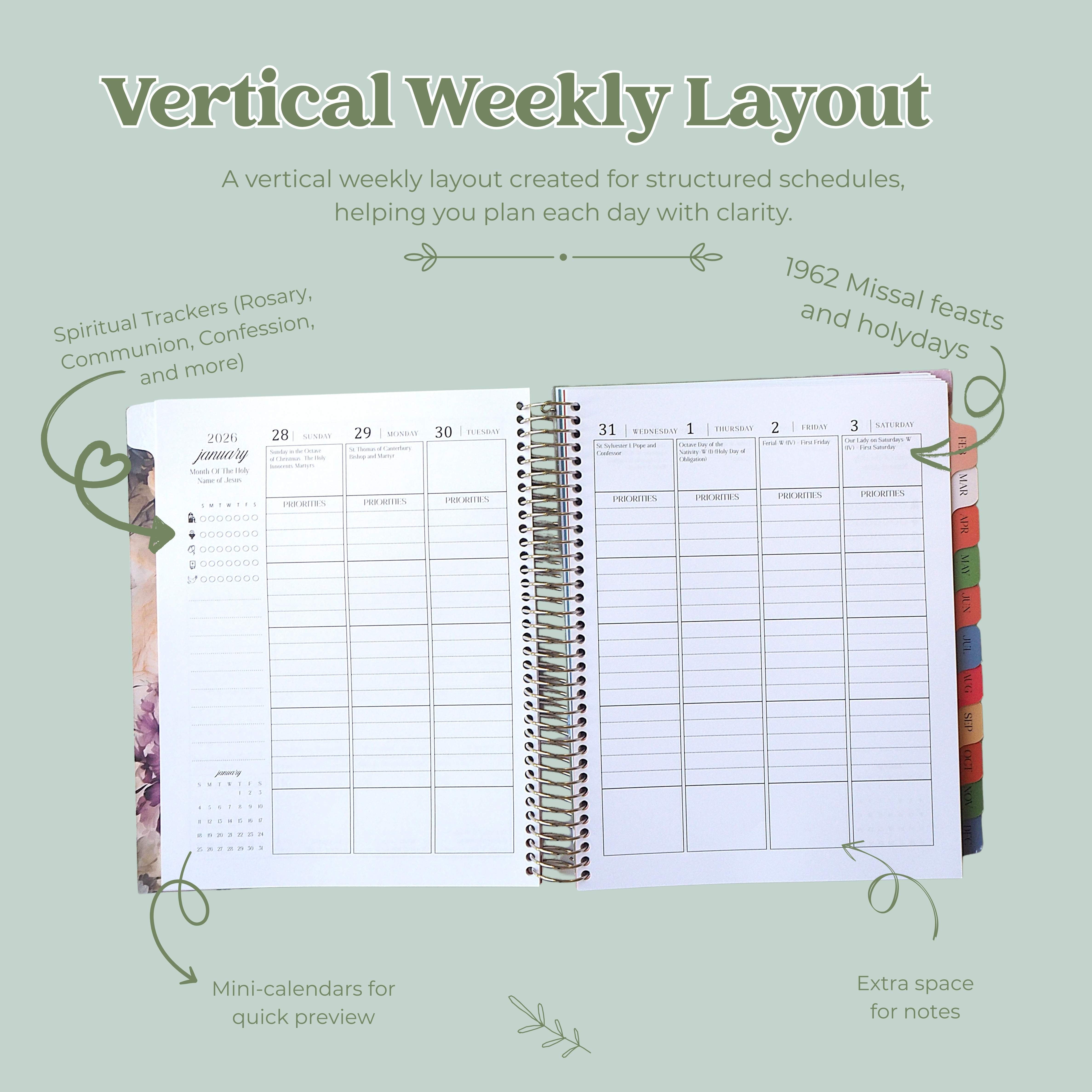2026 Traditional Catholic Planner: Vertical Weekly Layout