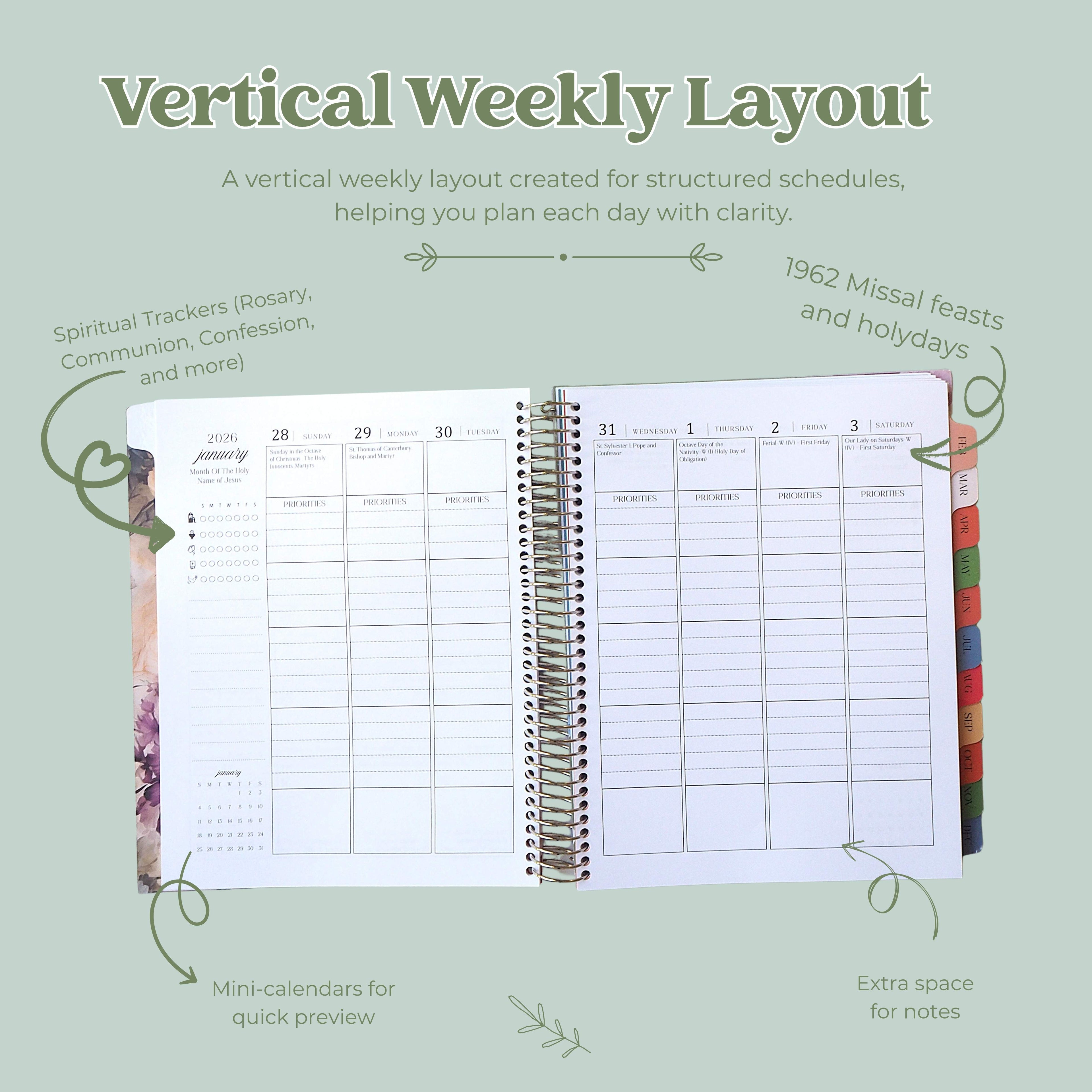 2026 Traditional Catholic Planner: Vertical Weekly Layout