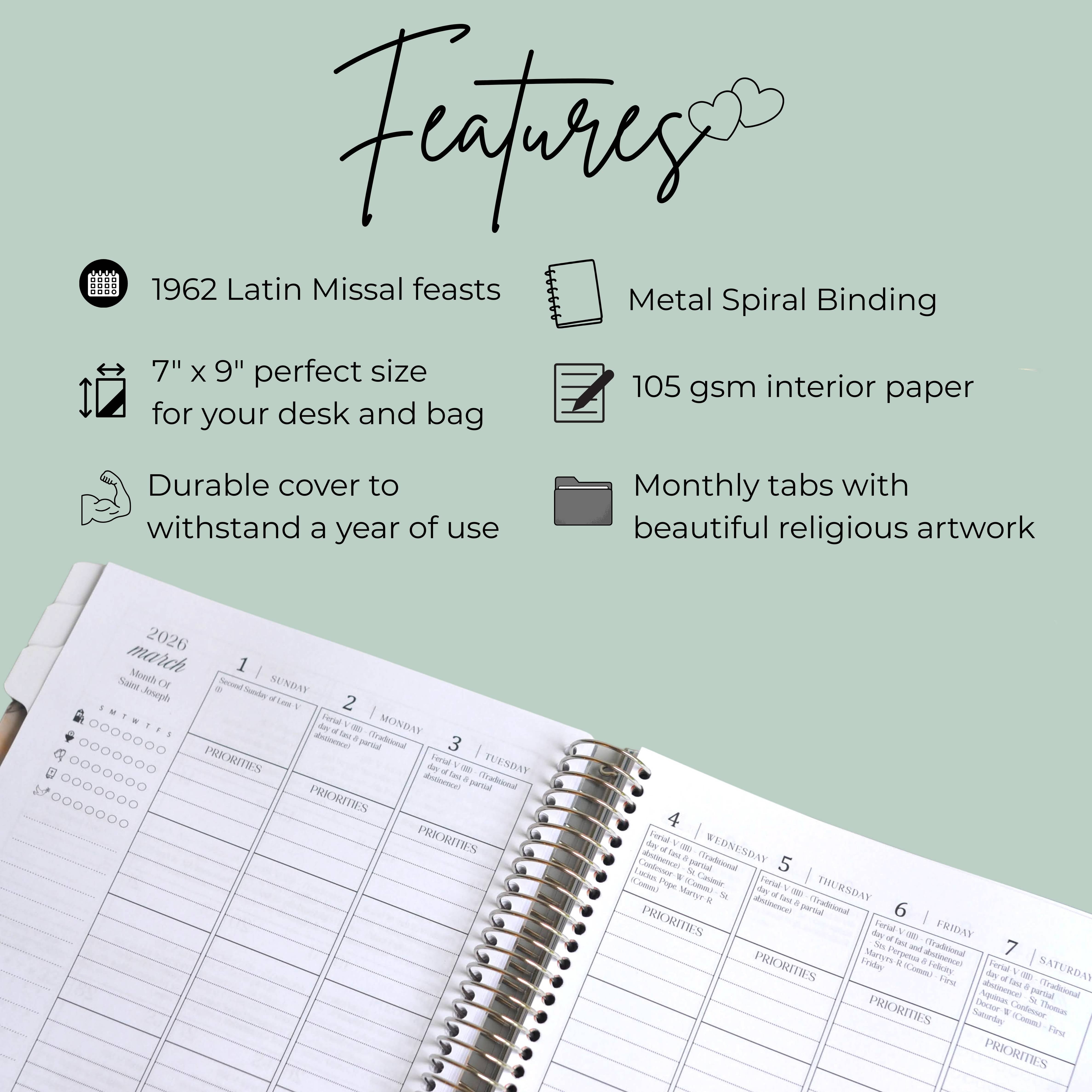 2026 Traditional Catholic Planner: Vertical Weekly Layout