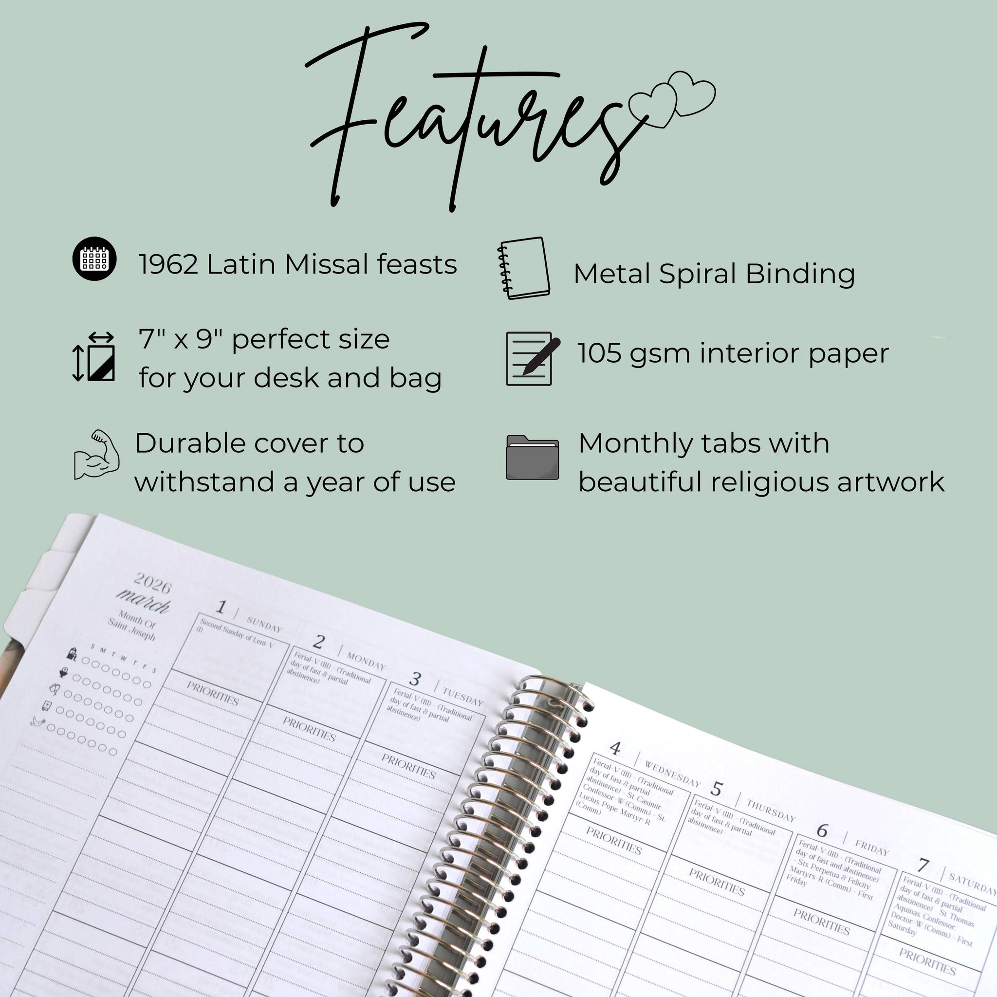 2026 Traditional Catholic Planner: Vertical Weekly Layout