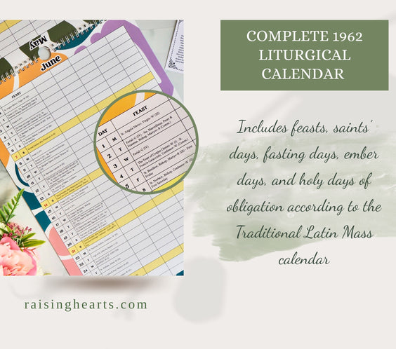 2026 Traditional Catholic Family Planner | 5-Person Column Layout | 1962 Latin Missal Feasts | Wall Calendar & Household Organizer