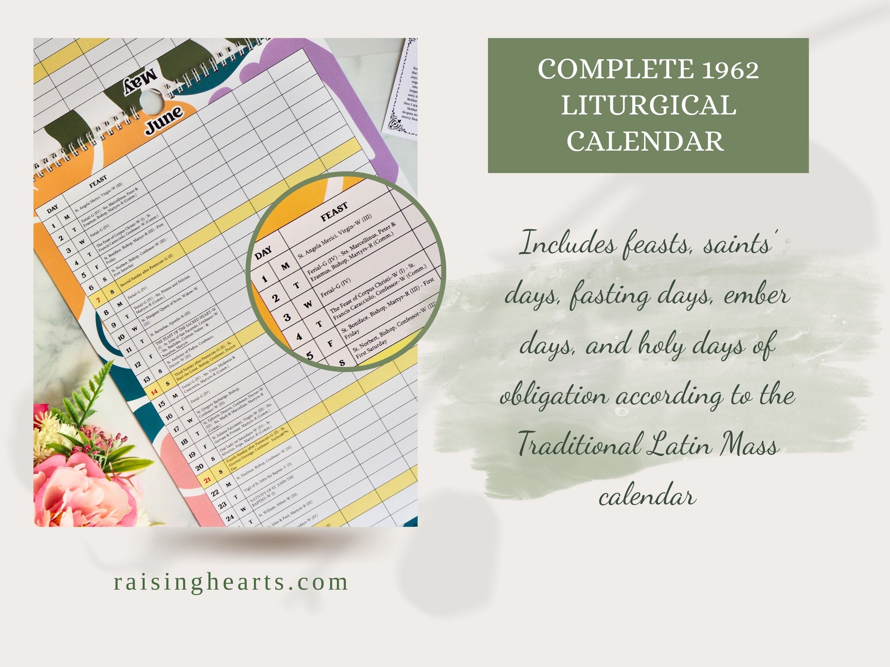 2026 Traditional Catholic Family Planner | 5-Person Column Layout | 1962 Latin Missal Feasts | Wall Calendar & Household Organizer