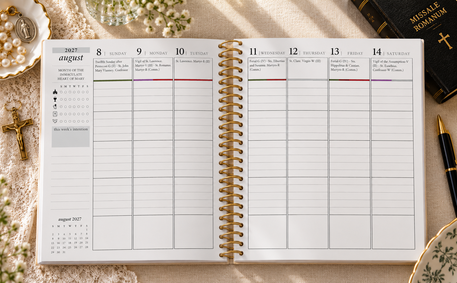 PREORDER: 2027 Traditional Catholic Planner, Vertical Weekly Layout (Feasts based on the 1962 Missal) |