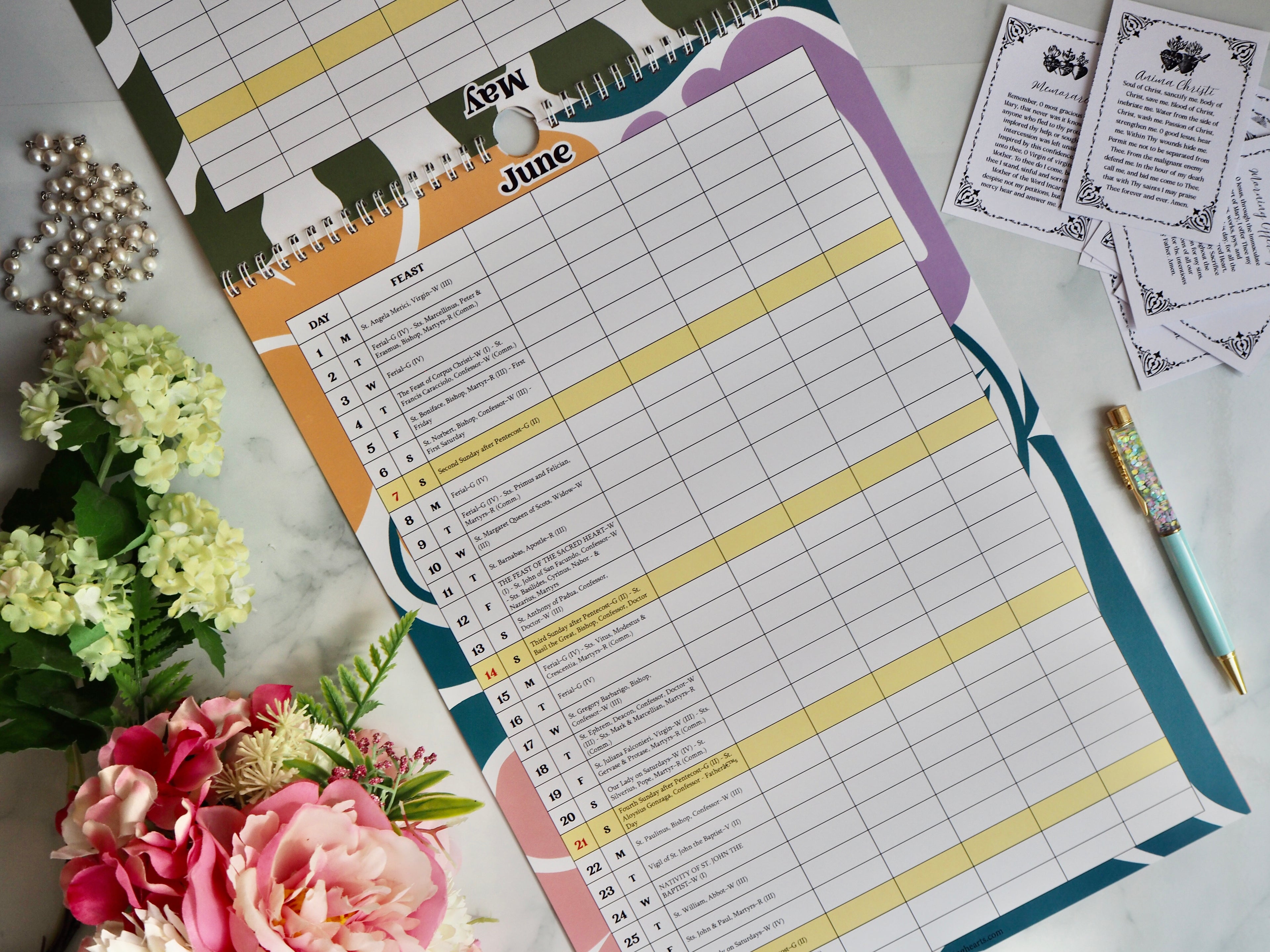 2026 Traditional Catholic Family Planner | 5-Person Column Layout | 1962 Latin Missal Feasts | Wall Calendar & Household Organizer