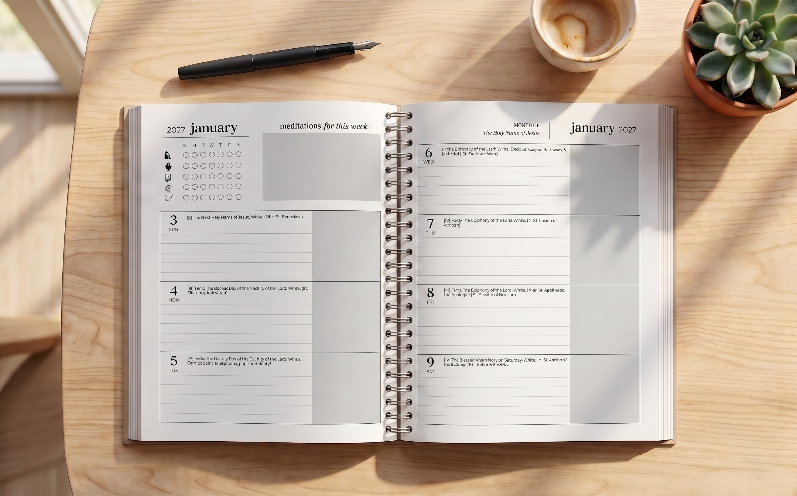 2026–2027 Traditional Catholic Planner: Horizontal Weekly Layout | 1962 Latin Mass Feasts | Murillo Cover