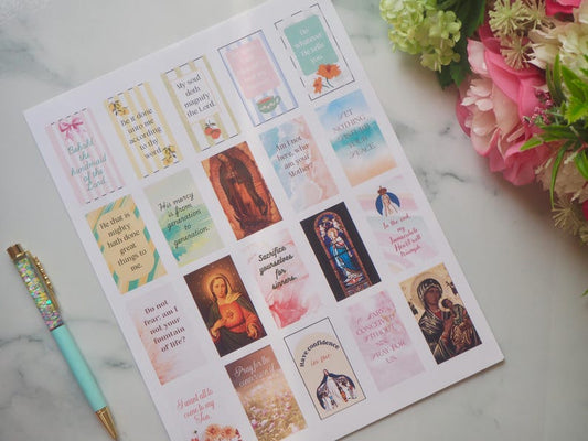 Immaculate Heart Catholic Sticker Sheet – 20 Planner Stickers (8.5” x 11”)