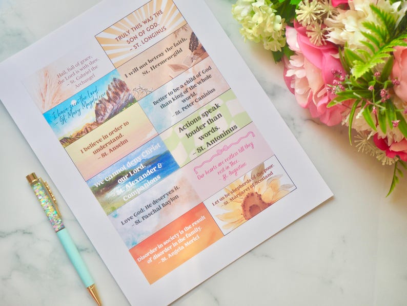 2026 Saints Quote Sticker Sheet – Weeks 13–24 Traditional Catholic feasts