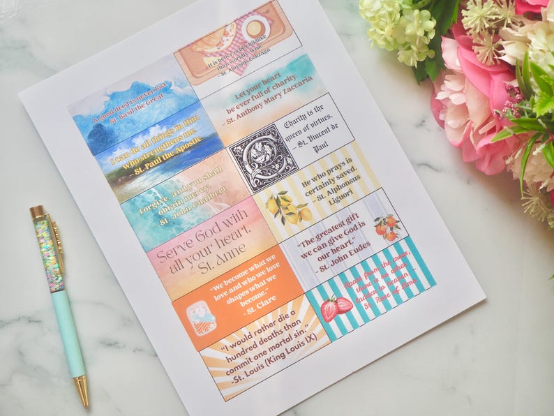 2026 Saints Quote Sticker Sheet – Weeks 25-36 Traditional Catholic feasts