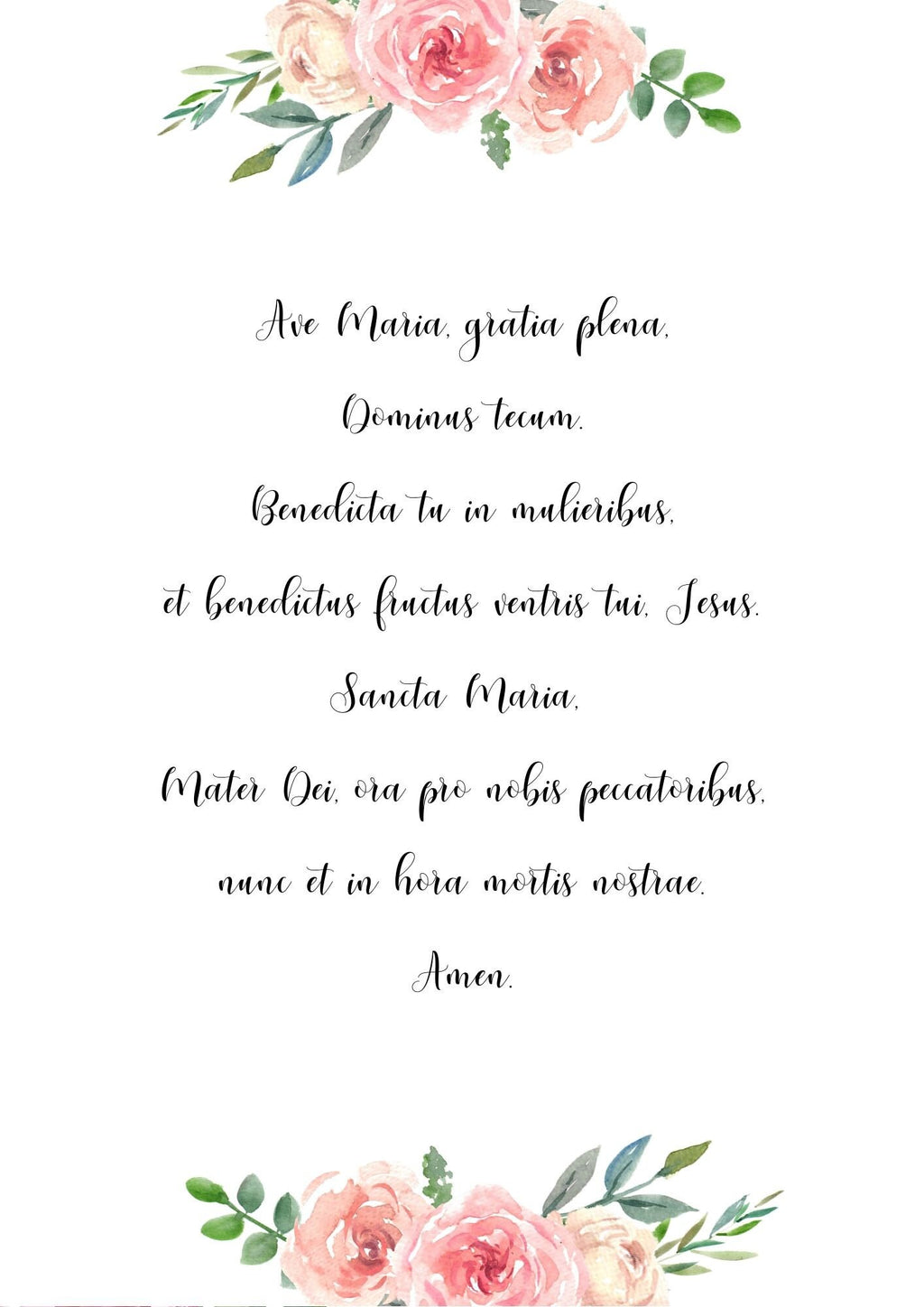 Ave Maria (Hail Mary) Latin Prayer - Printable