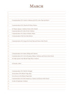 A Perpetual List Calendar of Saints and Non-Moveable Feasts - Liturgical Calendar based on 1962 Missal