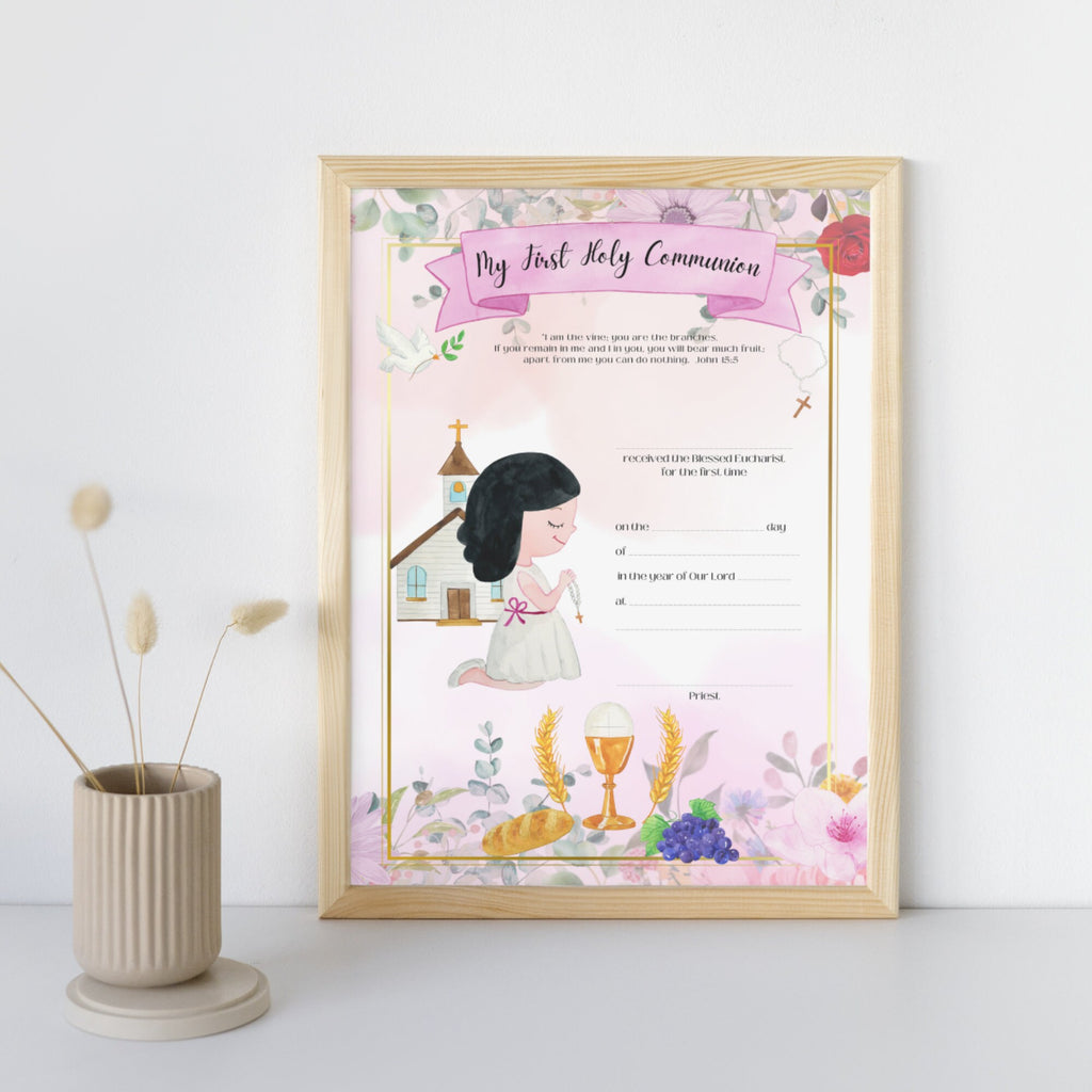 First Communion Certificate for Girls